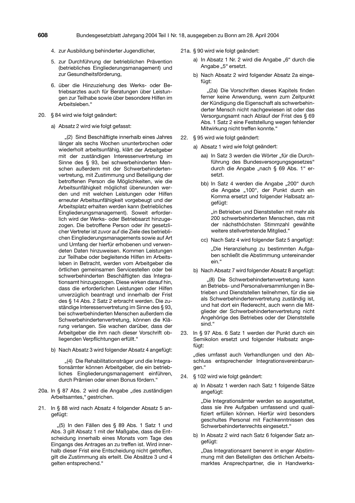 BGBl. 2004, Seite 608 — Originalseite als Abbildung