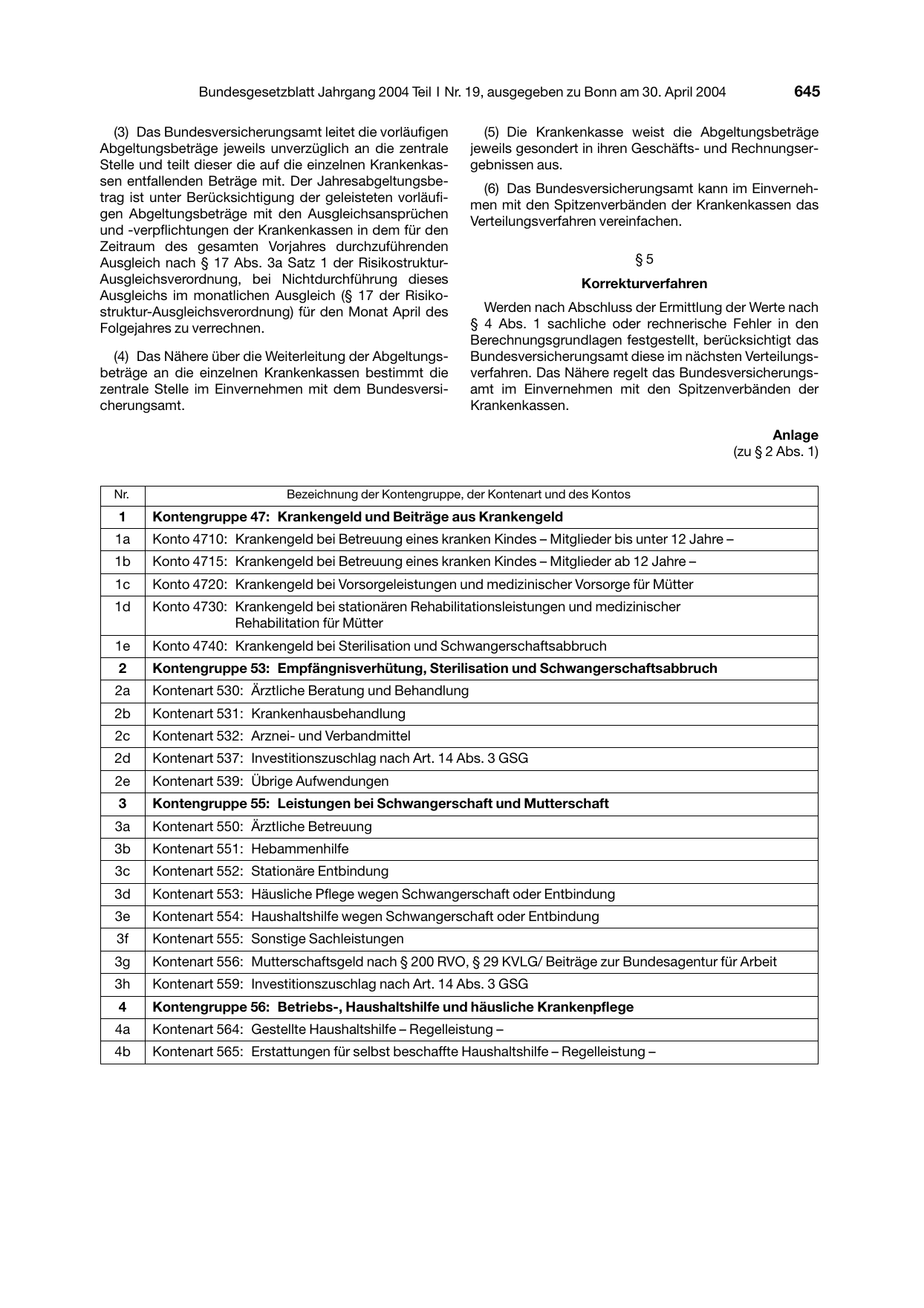BGBl. 2004, Seite 645 — Originalseite als Abbildung