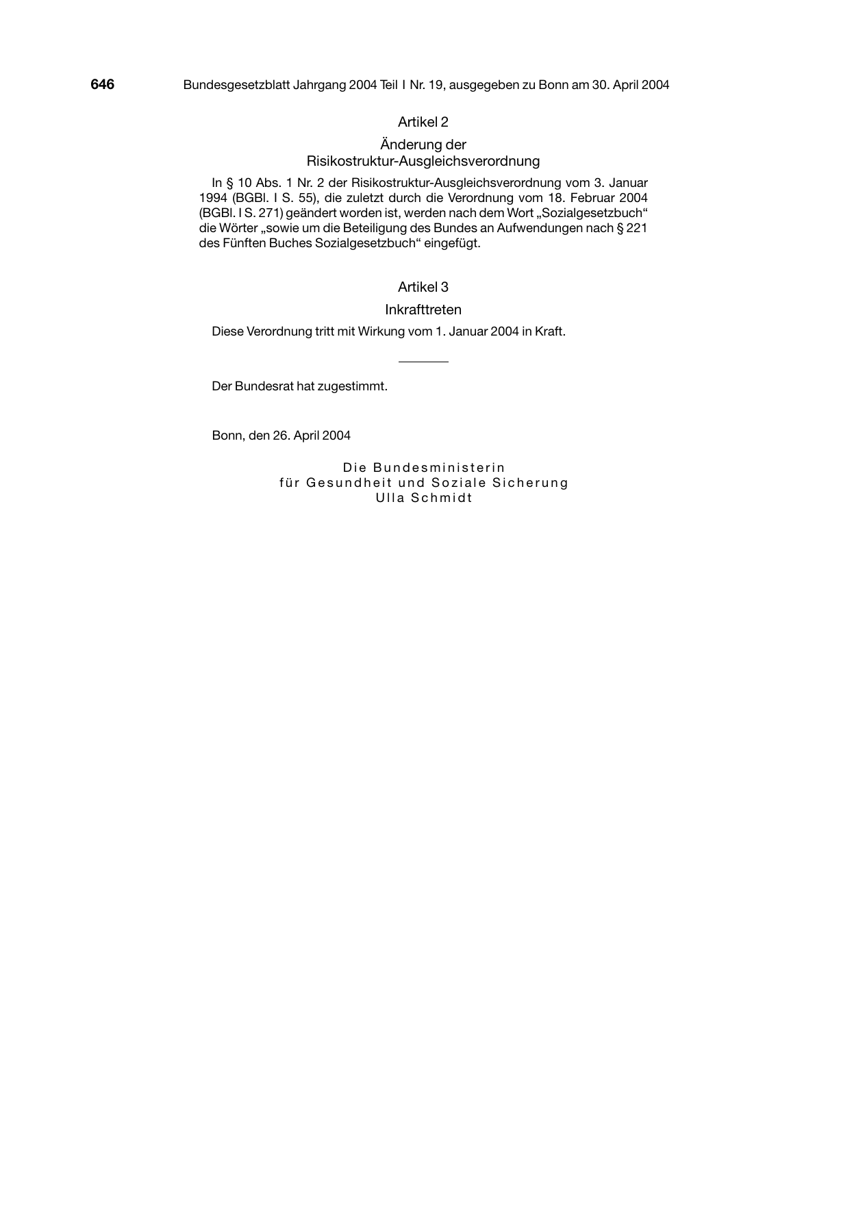 BGBl. 2004, Seite 646 — Originalseite als Abbildung