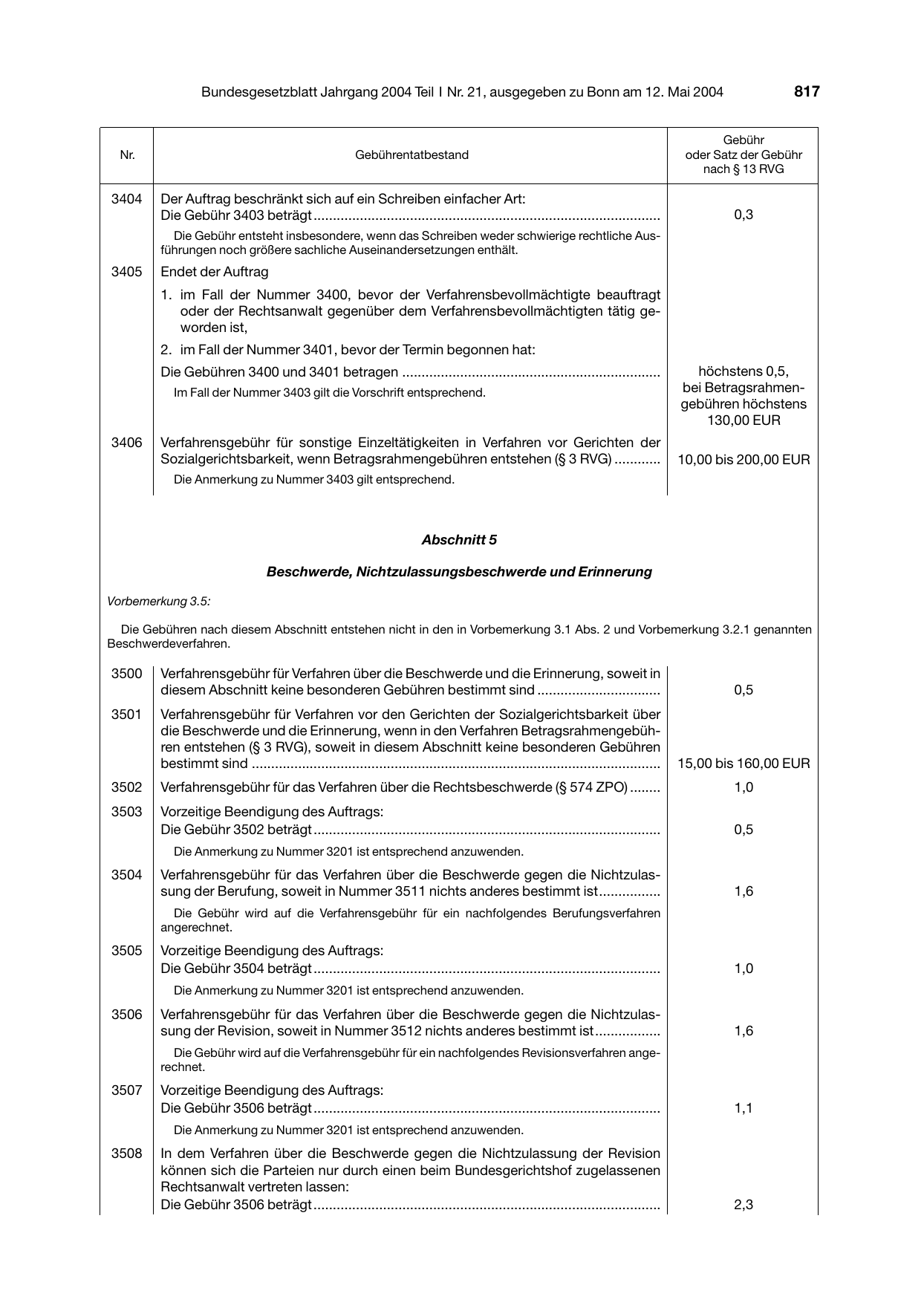 BGBl. 2004, Seite 817 — Originalseite als Abbildung