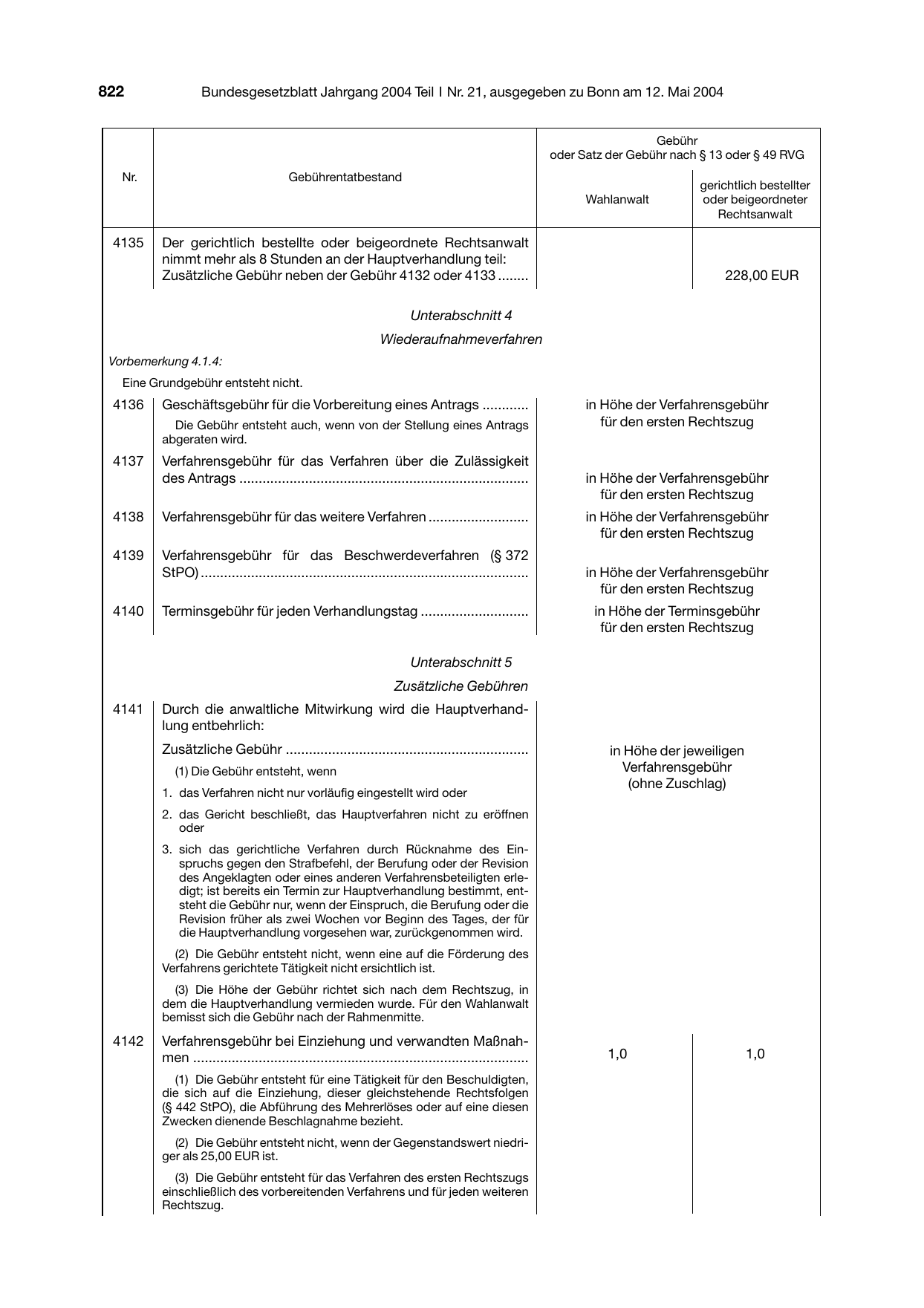 BGBl. 2004, Seite 822 — Originalseite als Abbildung