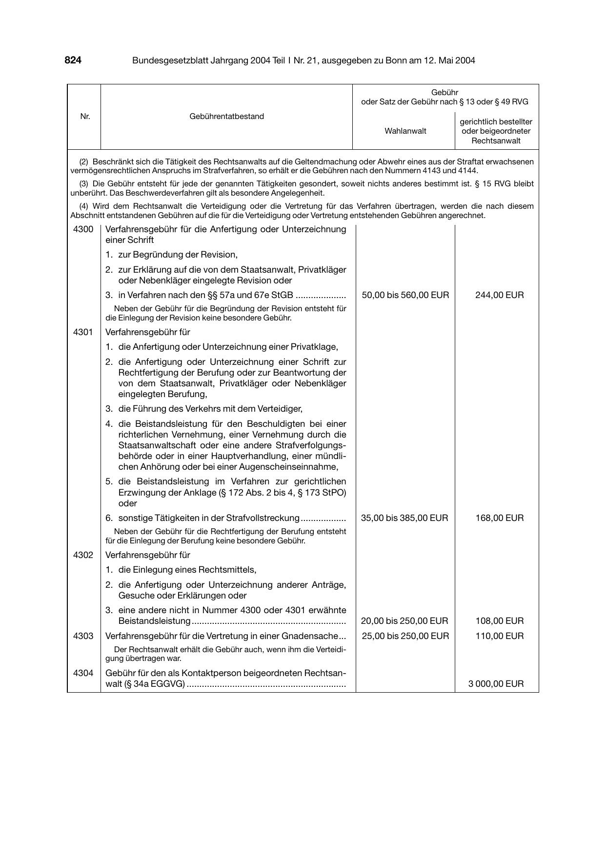 BGBl. 2004, Seite 824 — Originalseite als Abbildung