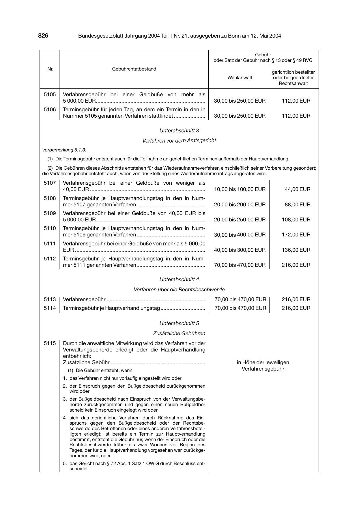 BGBl. 2004, Seite 826 — Originalseite als Abbildung