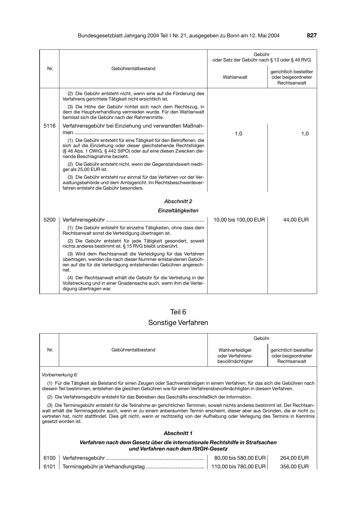 BGBl. 2004, Seite 827 — Originalseite als Abbildung
