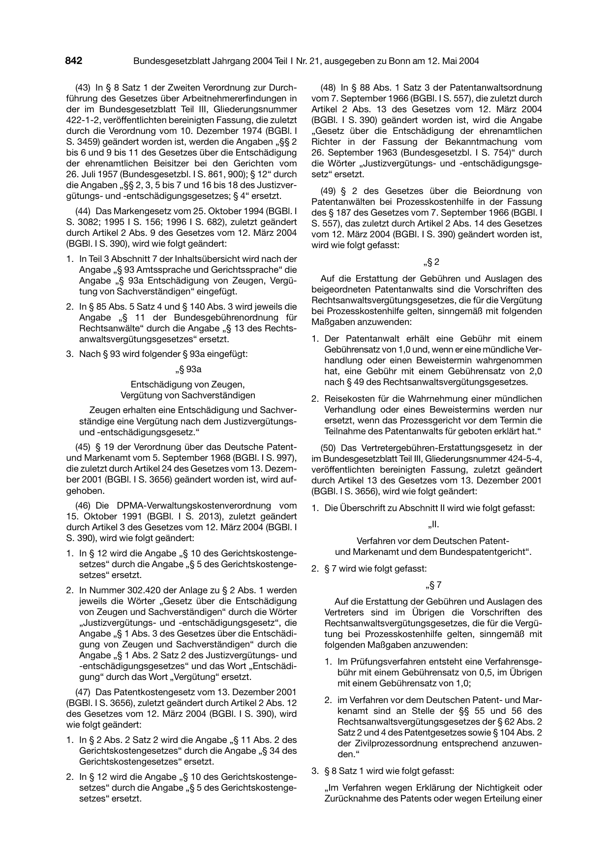 BGBl. 2004, Seite 842 — Originalseite als Abbildung