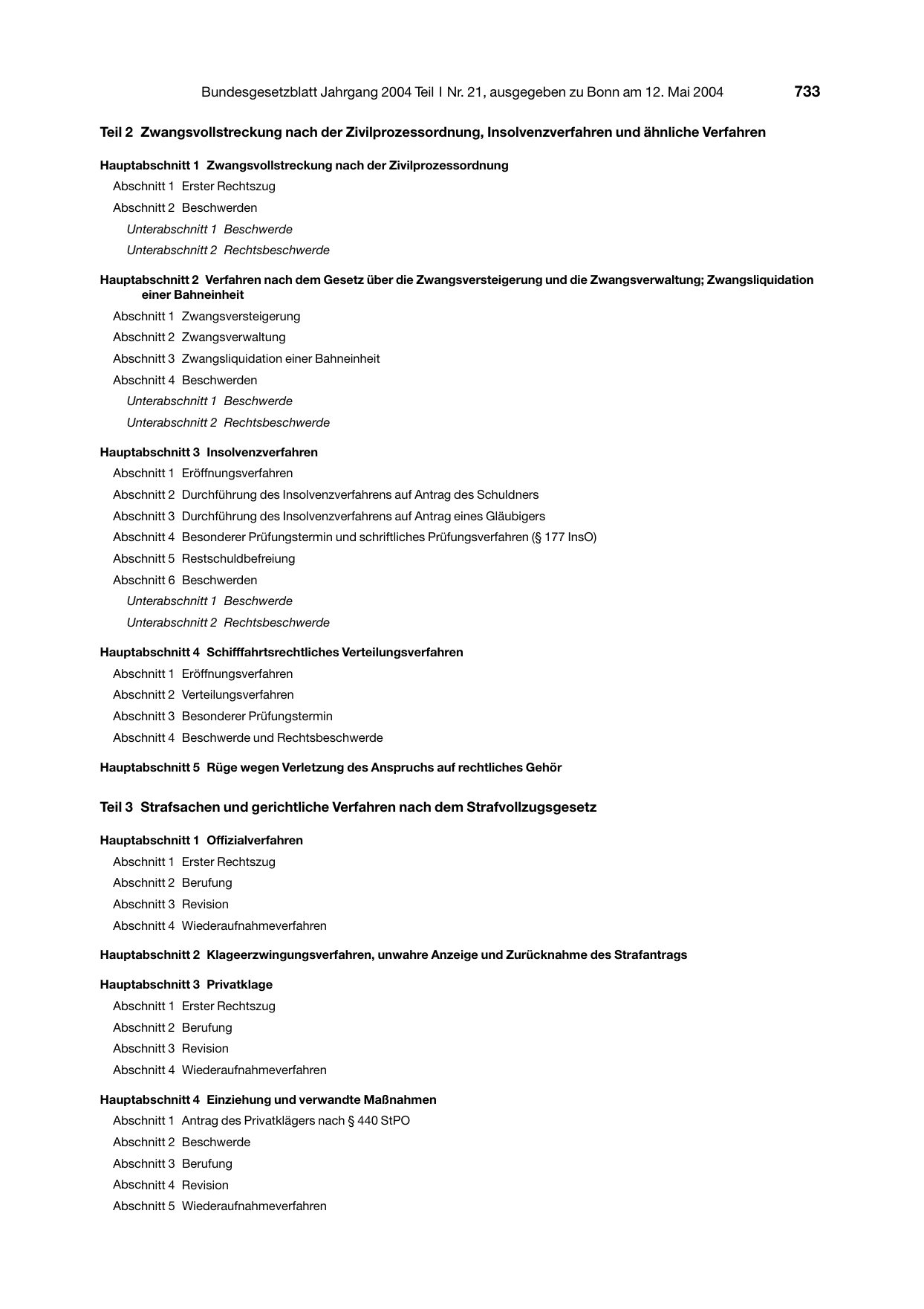 BGBl. 2004, Seite 733 — Originalseite als Abbildung