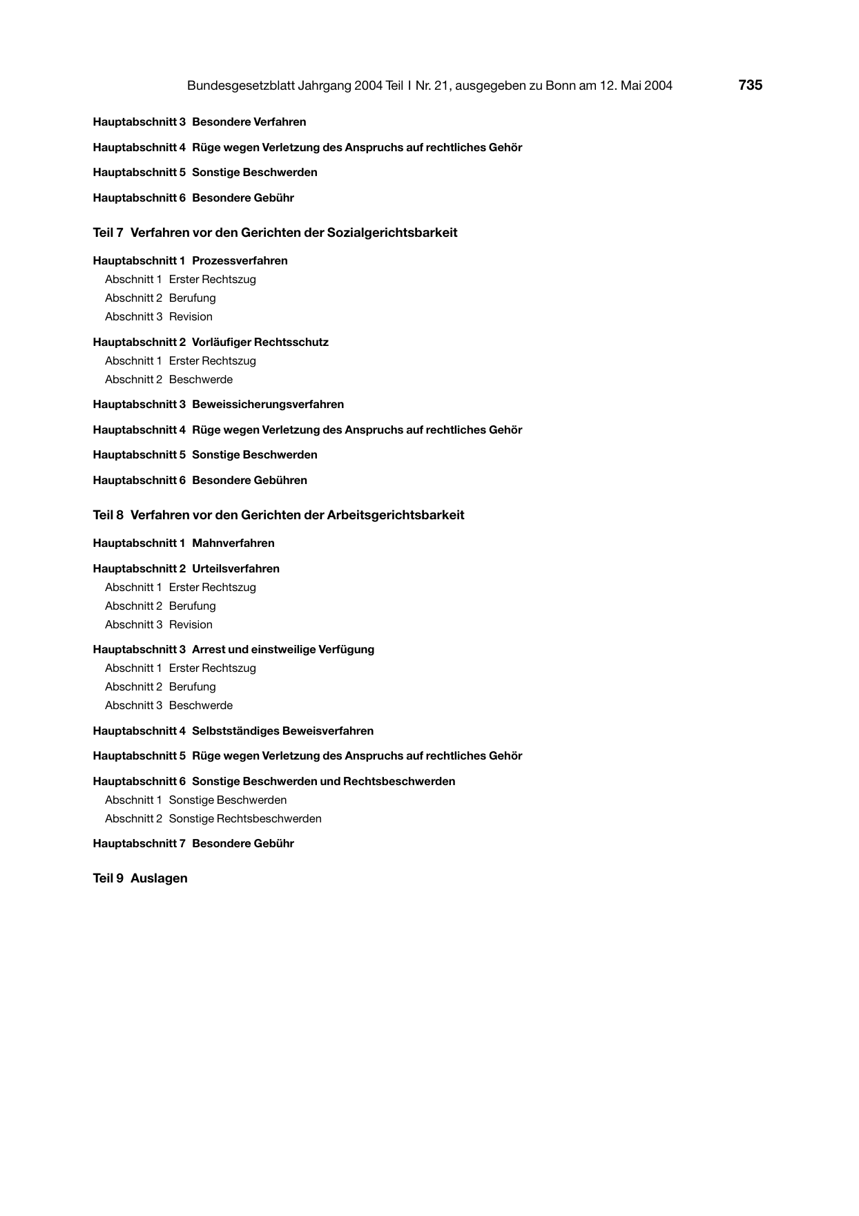 BGBl. 2004, Seite 735 — Originalseite als Abbildung