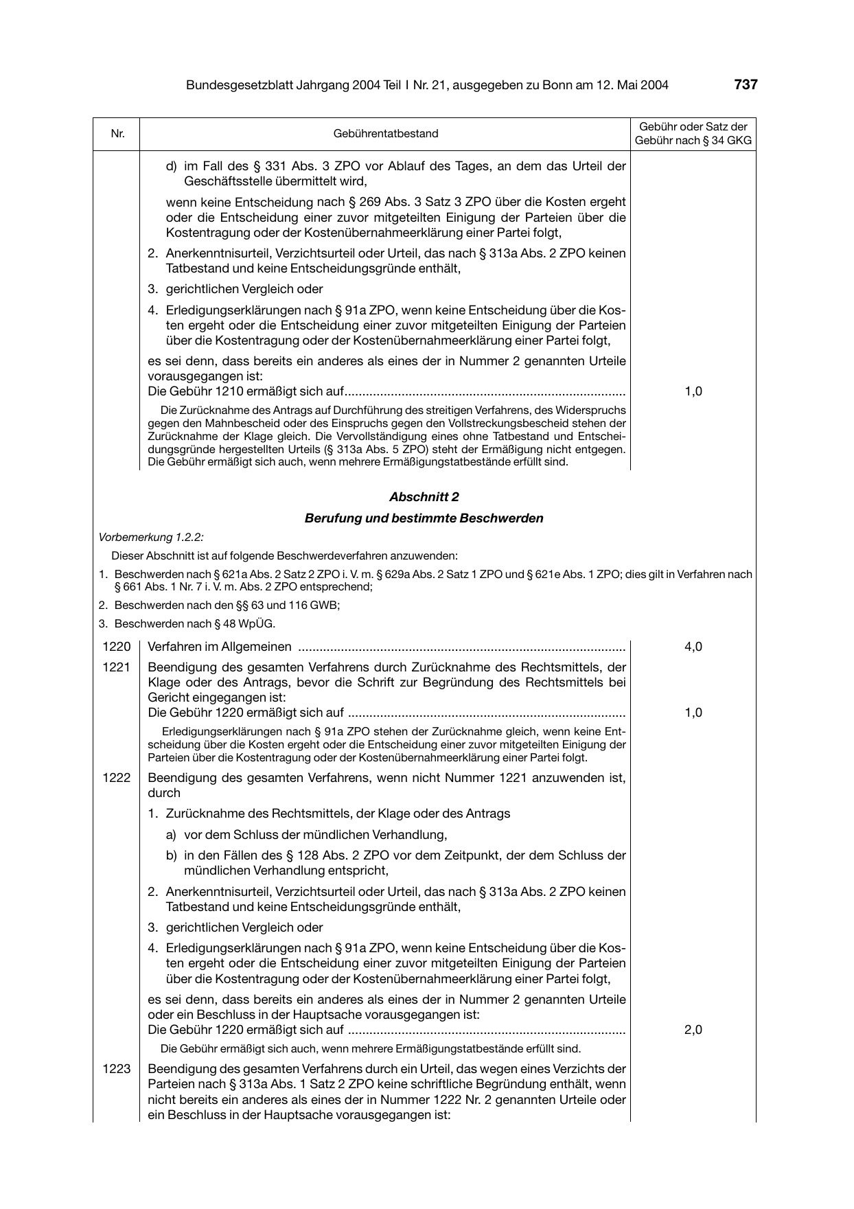 BGBl. 2004, Seite 737 — Originalseite als Abbildung