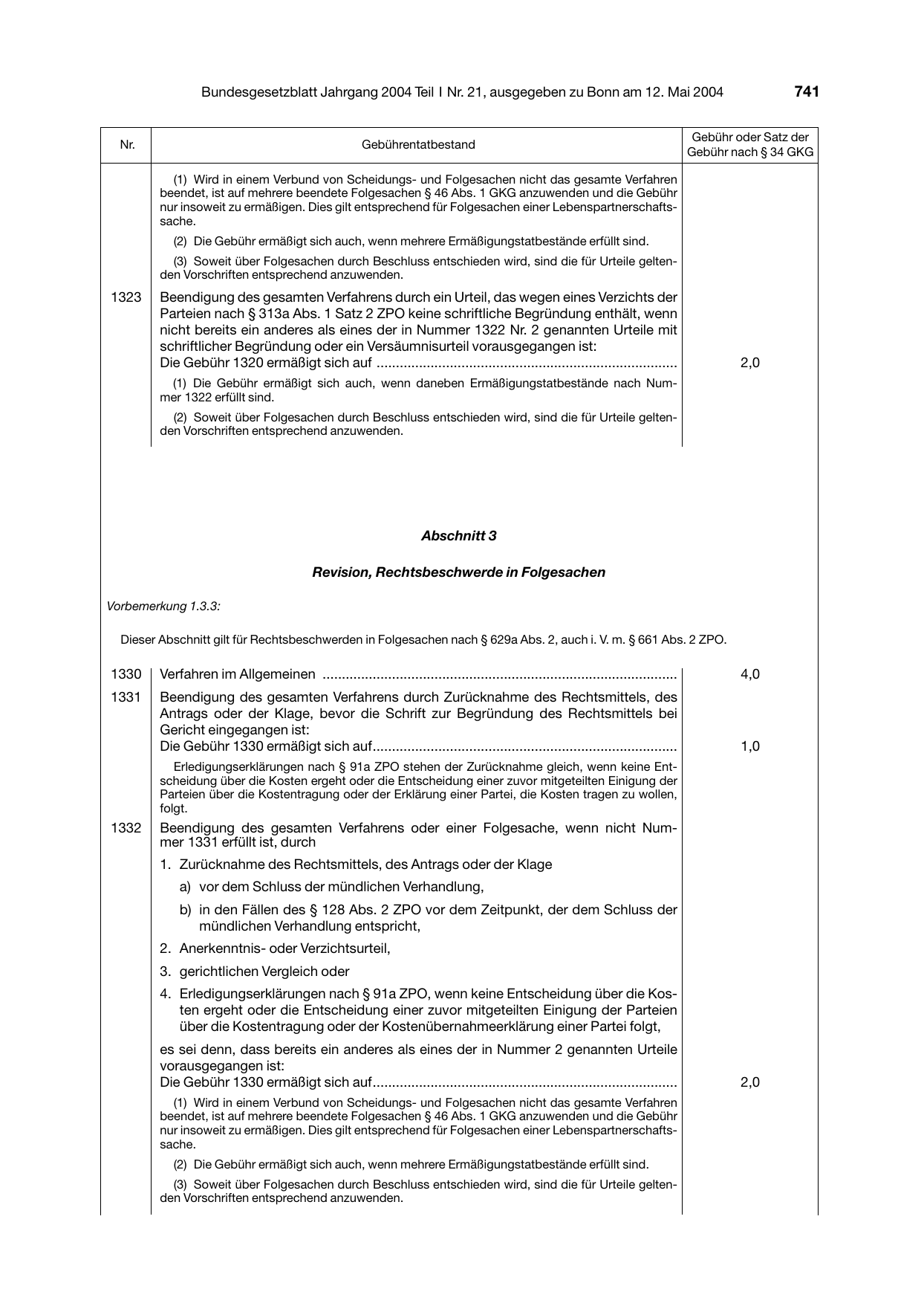 BGBl. 2004, Seite 741 — Originalseite als Abbildung