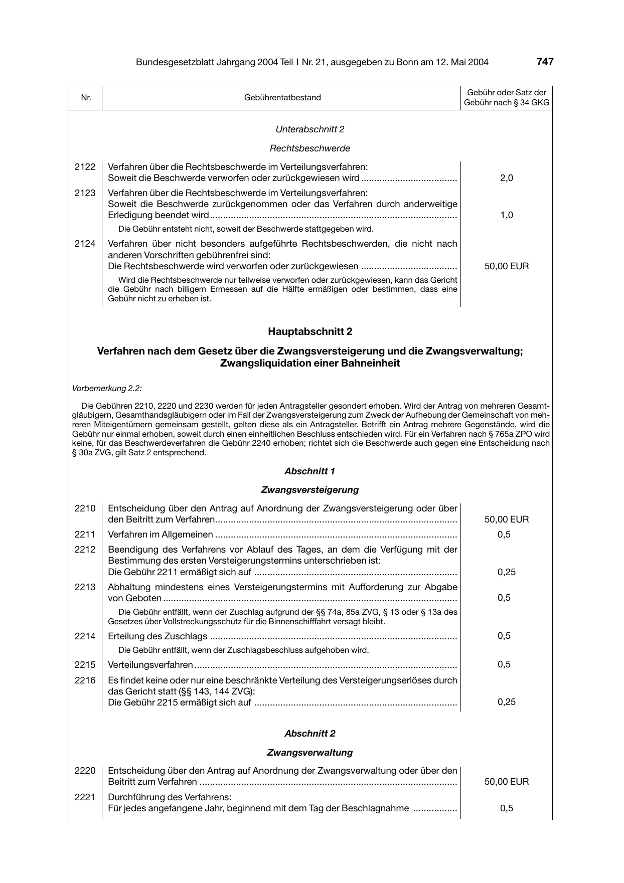 BGBl. 2004, Seite 747 — Originalseite als Abbildung