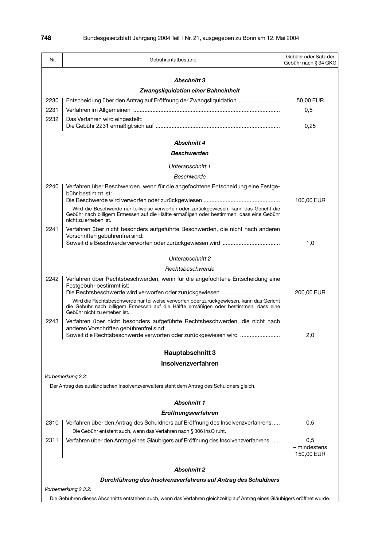 BGBl. 2004, Seite 748 — Originalseite als Abbildung