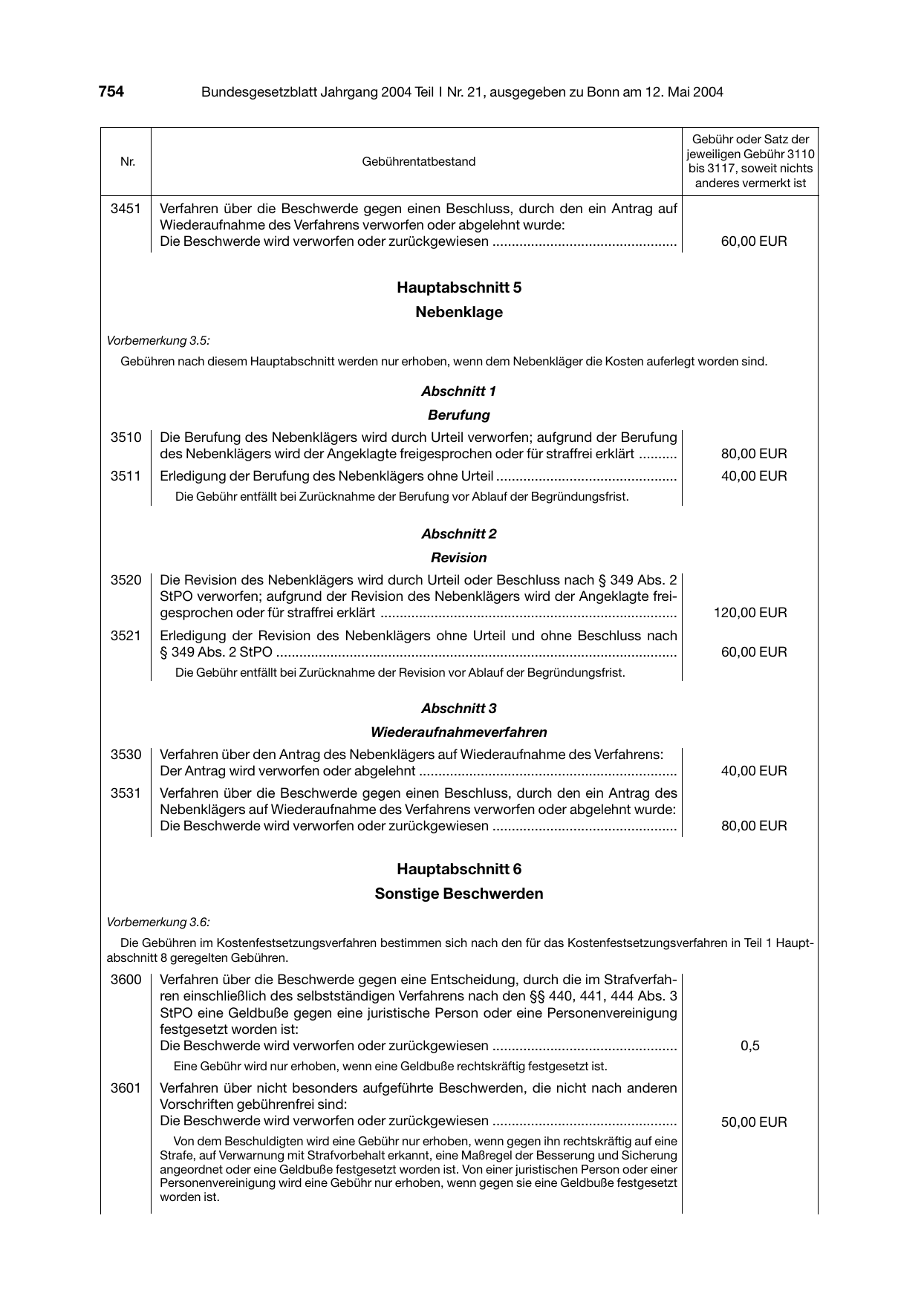 BGBl. 2004, Seite 754 — Originalseite als Abbildung