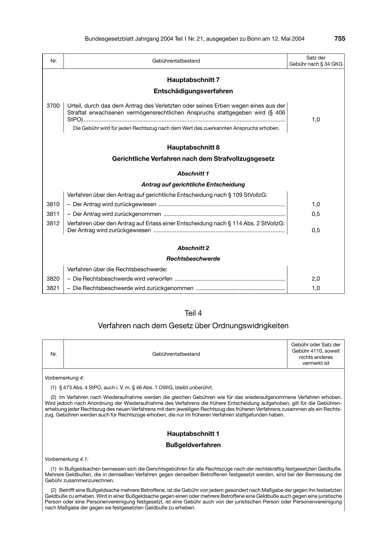 BGBl. 2004, Seite 755 — Originalseite als Abbildung
