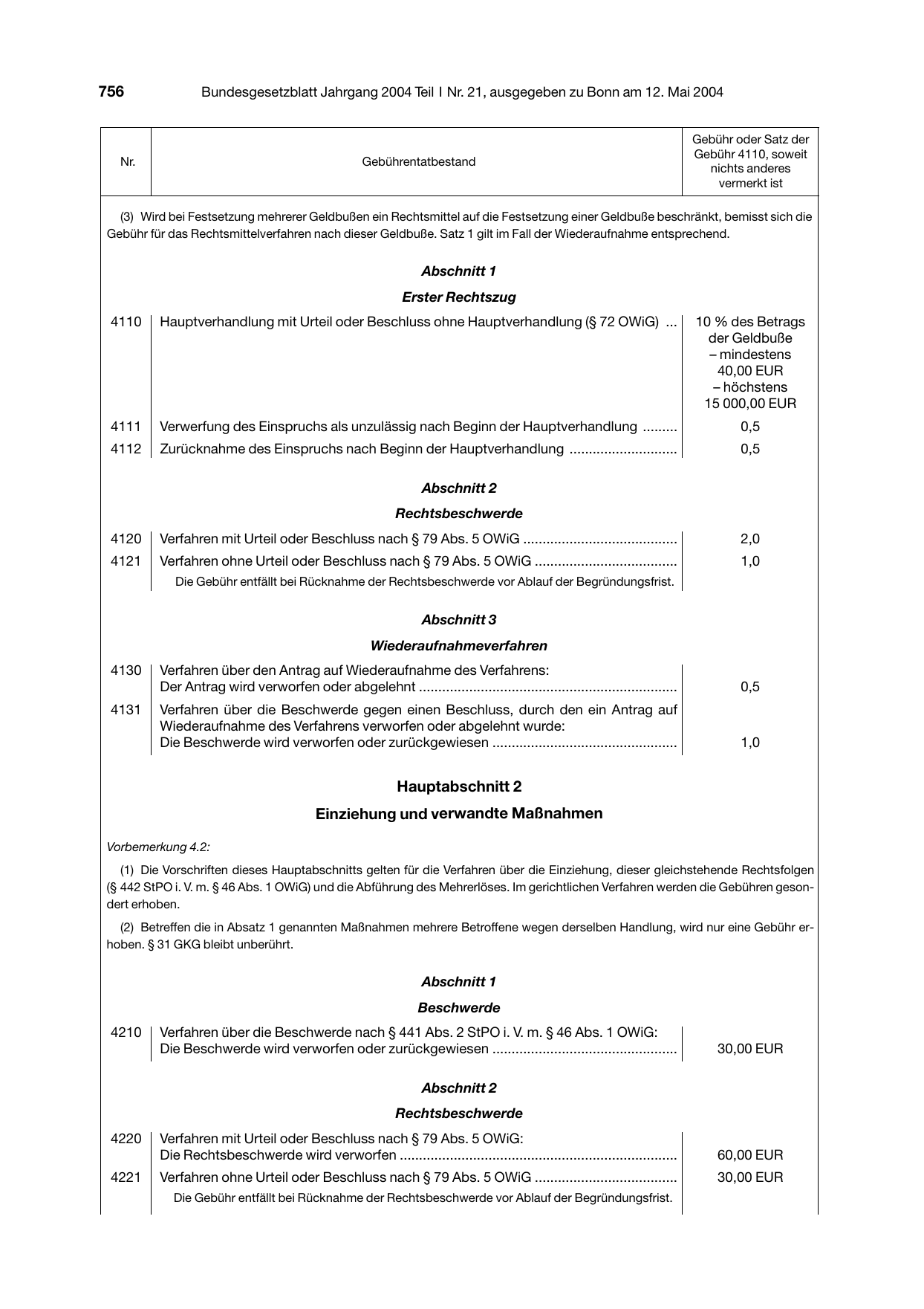 BGBl. 2004, Seite 756 — Originalseite als Abbildung