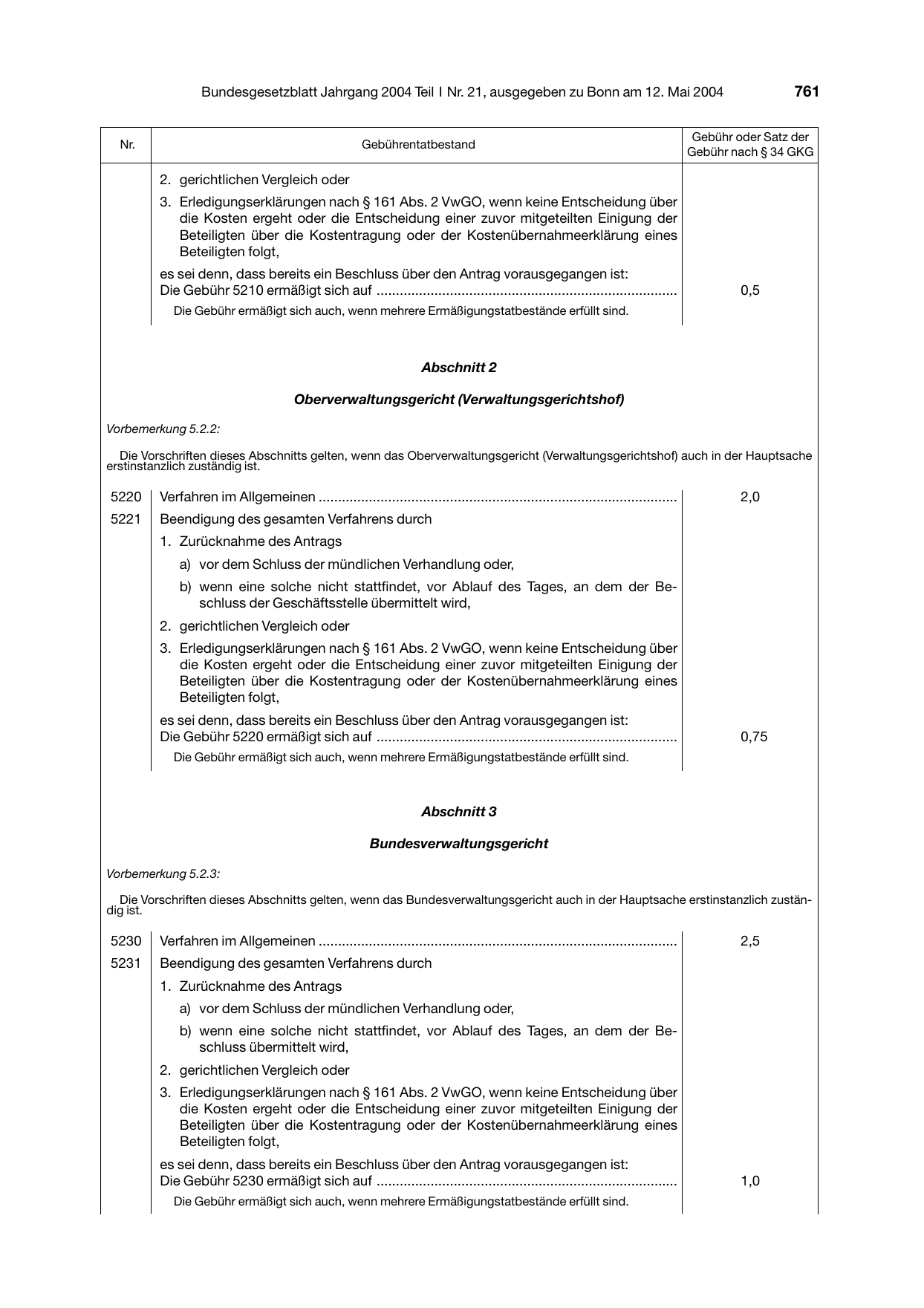 BGBl. 2004, Seite 761 — Originalseite als Abbildung