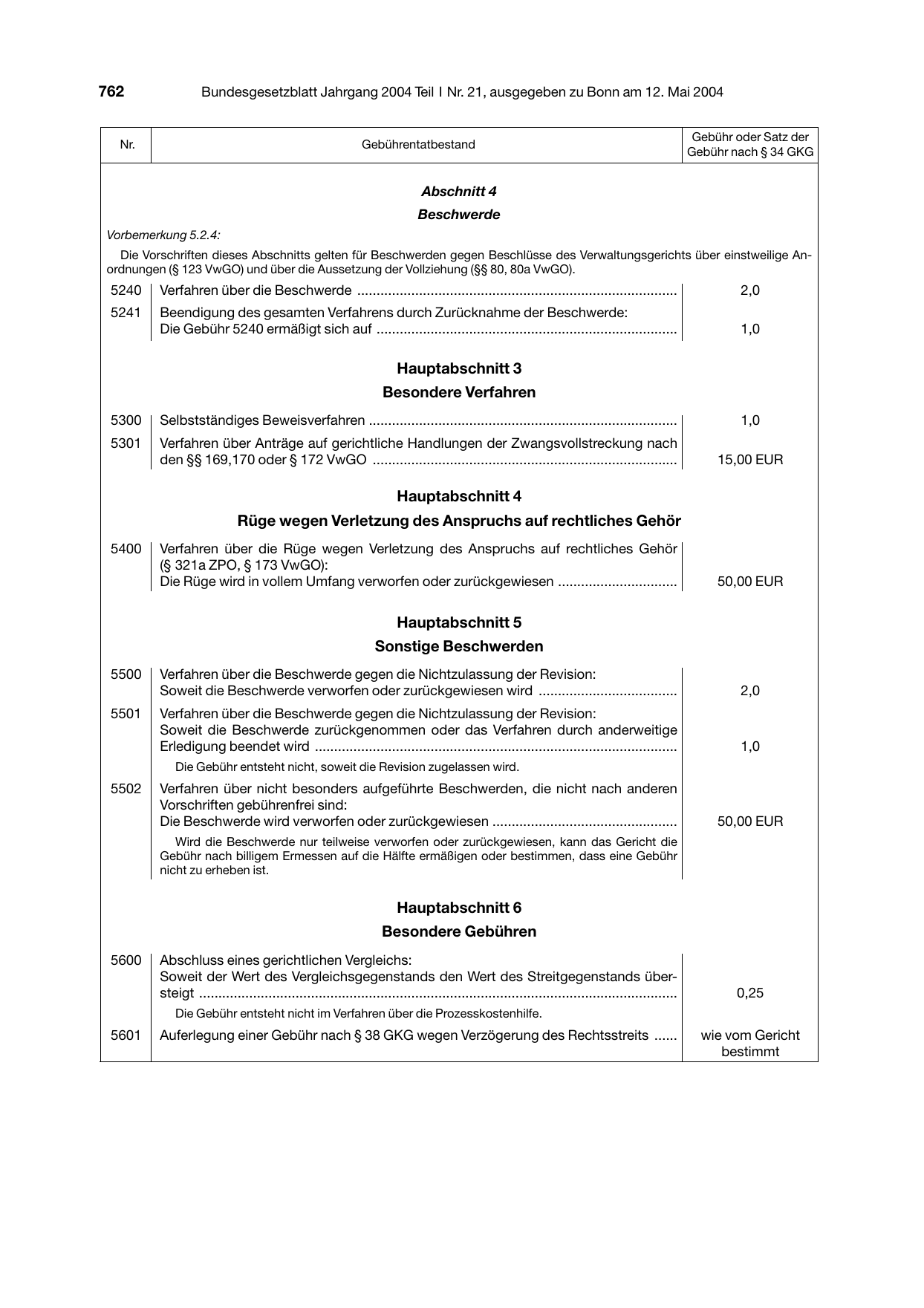 BGBl. 2004, Seite 762 — Originalseite als Abbildung