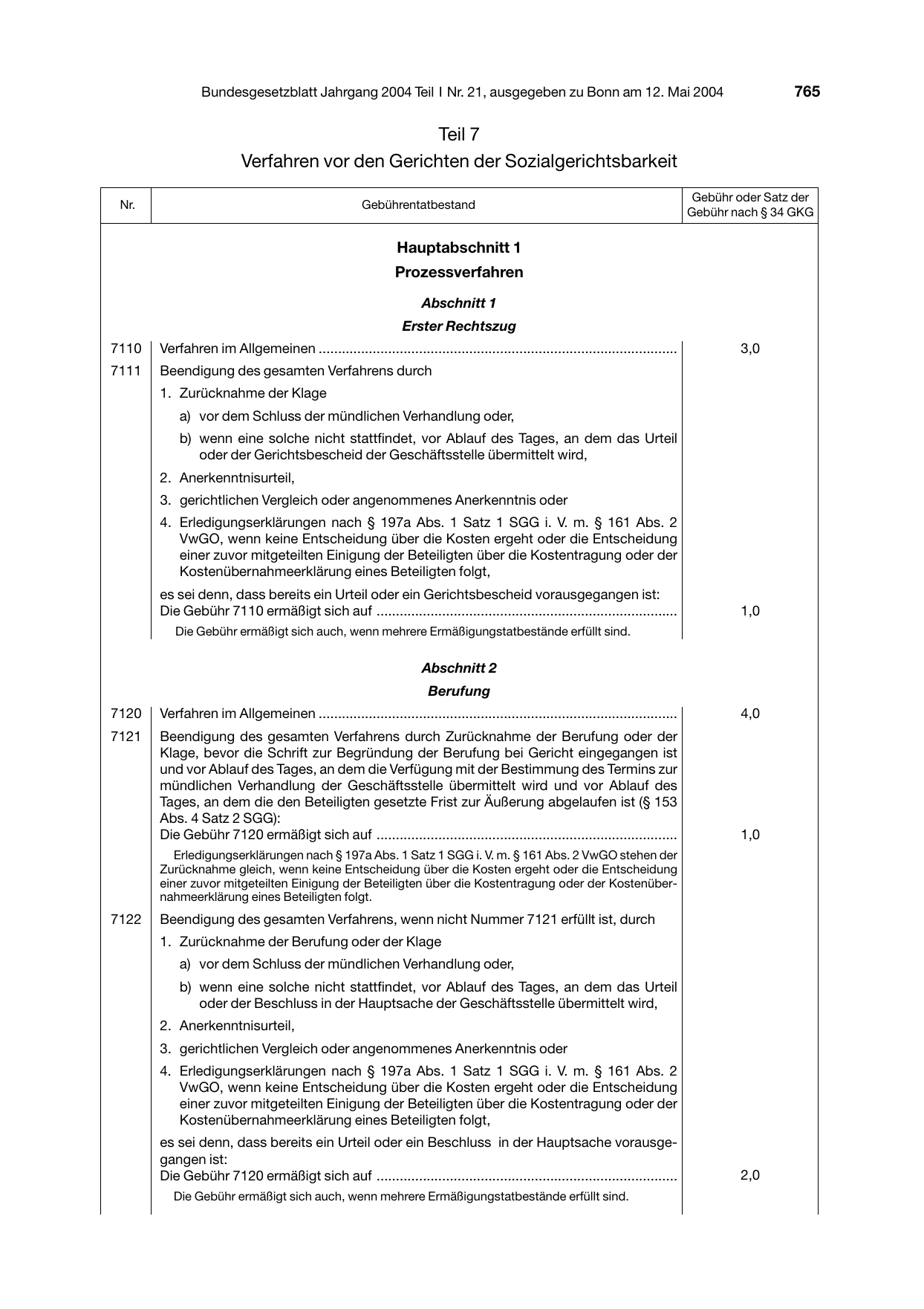 BGBl. 2004, Seite 765 — Originalseite als Abbildung