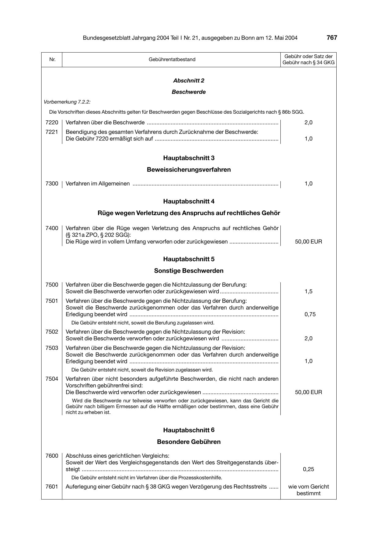 BGBl. 2004, Seite 767 — Originalseite als Abbildung