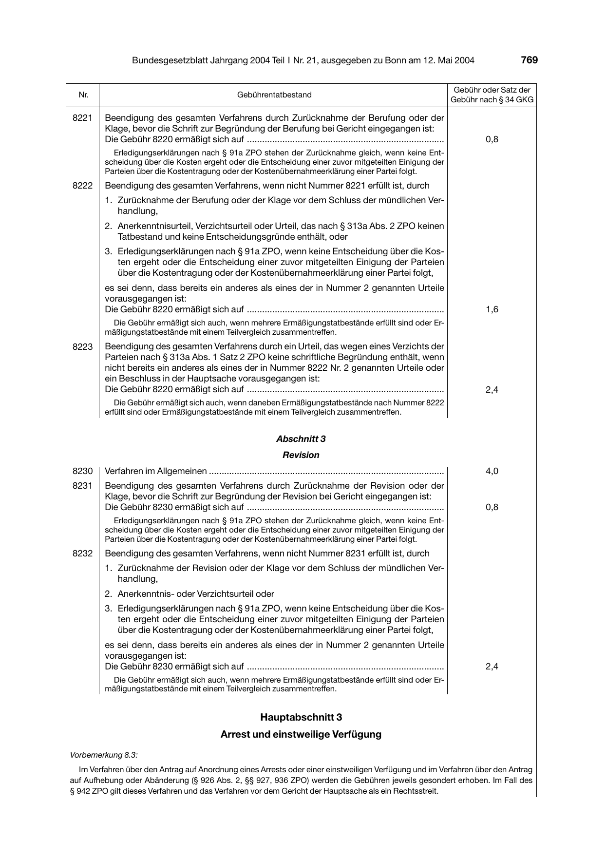 BGBl. 2004, Seite 769 — Originalseite als Abbildung