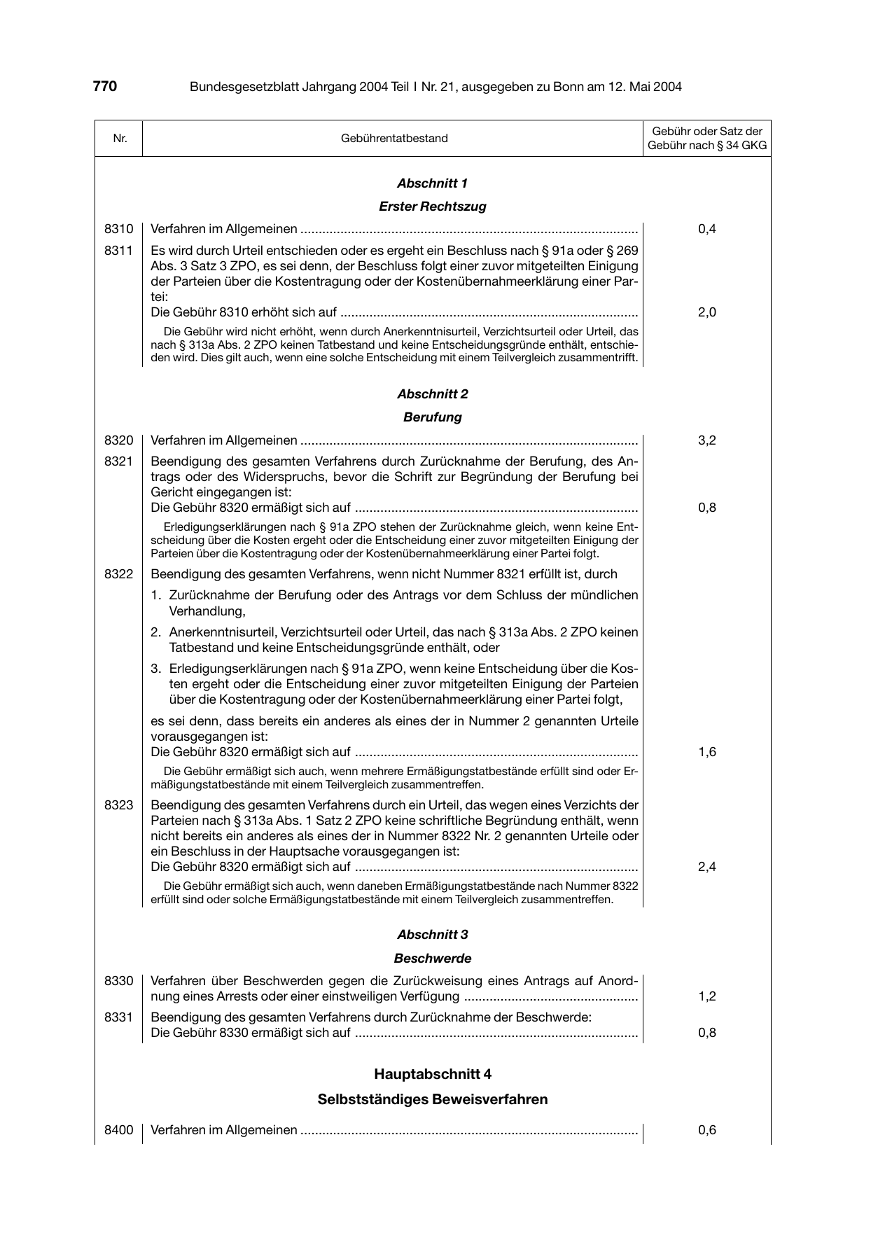 BGBl. 2004, Seite 770 — Originalseite als Abbildung