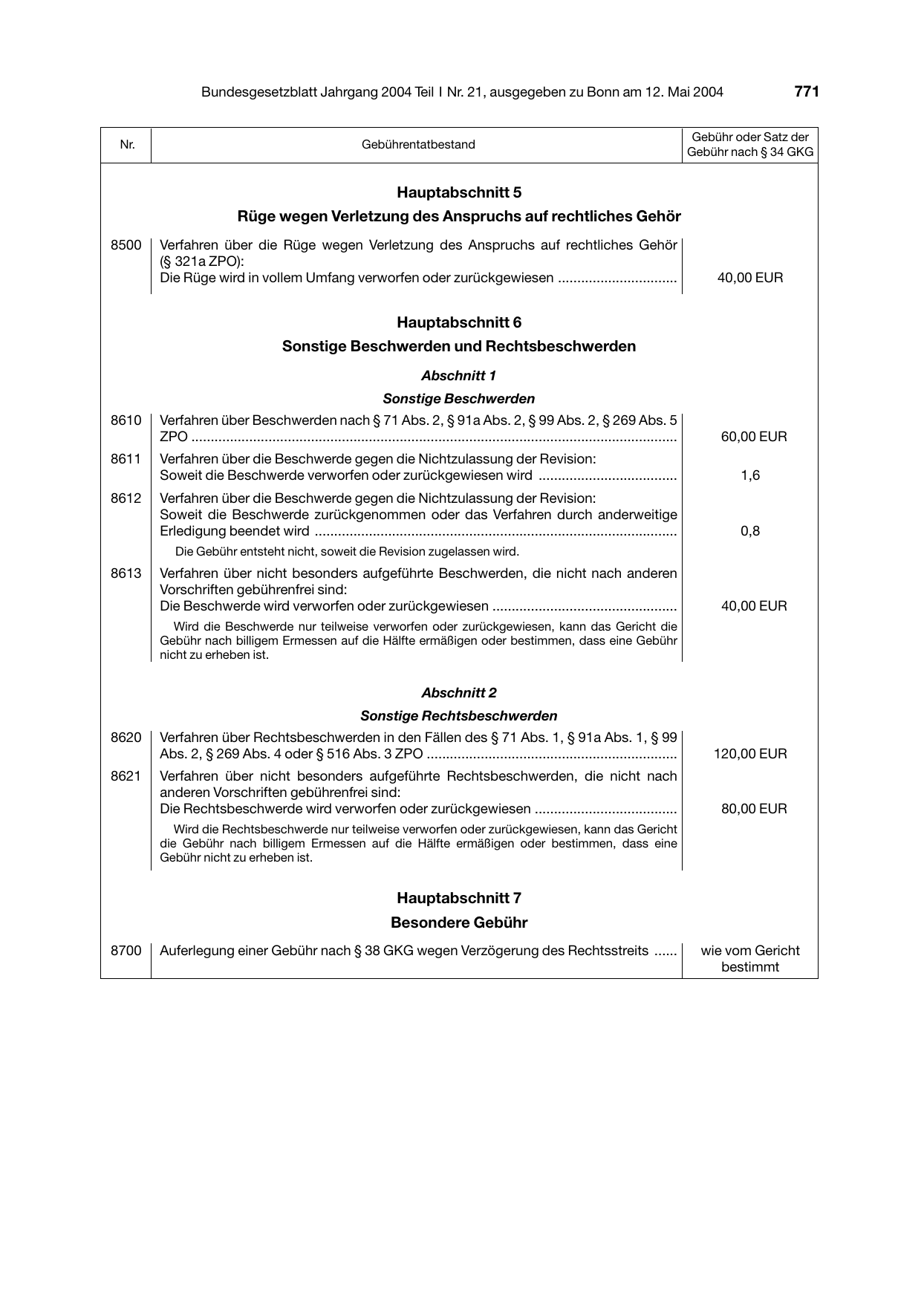 BGBl. 2004, Seite 771 — Originalseite als Abbildung