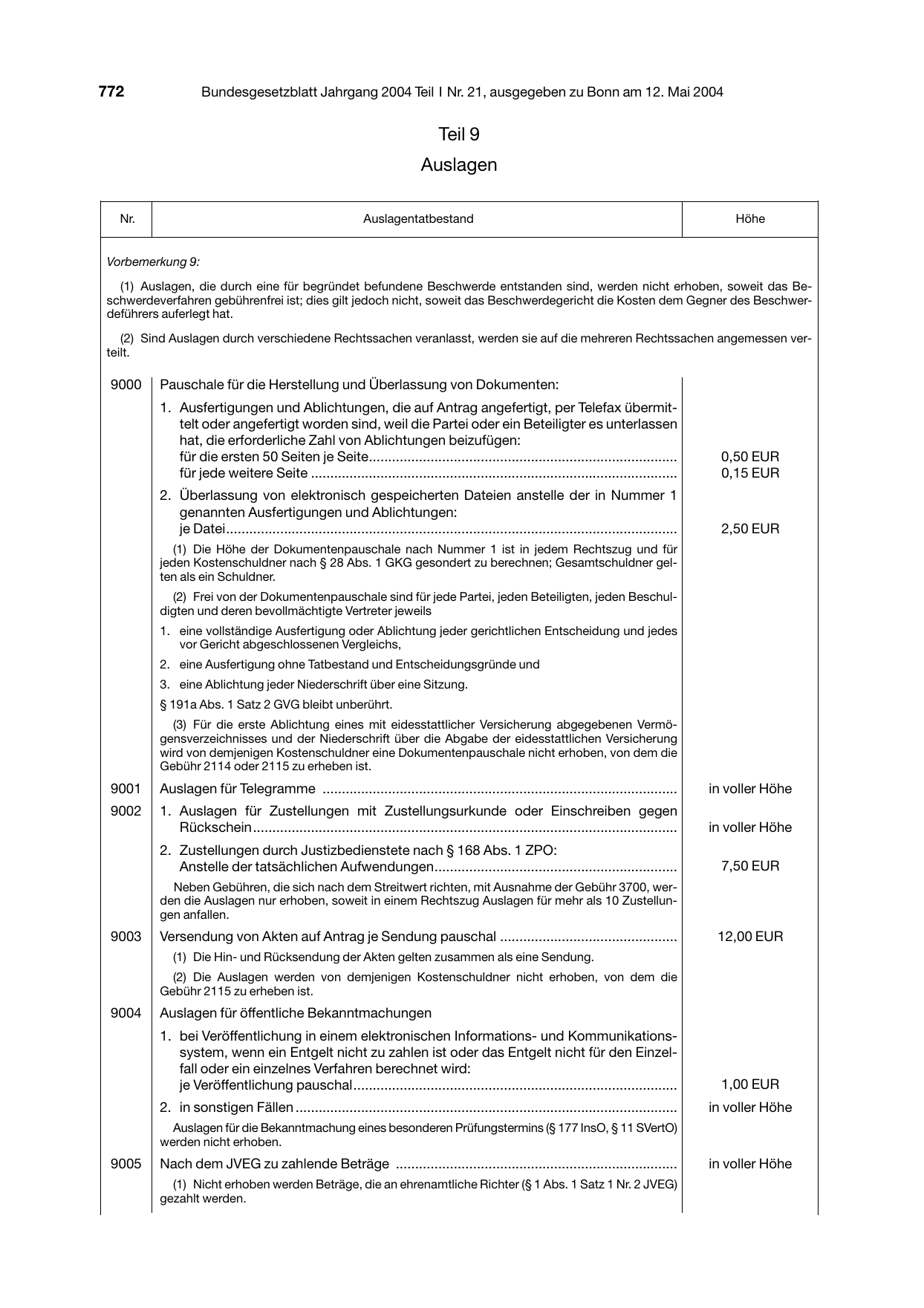 BGBl. 2004, Seite 772 — Originalseite als Abbildung
