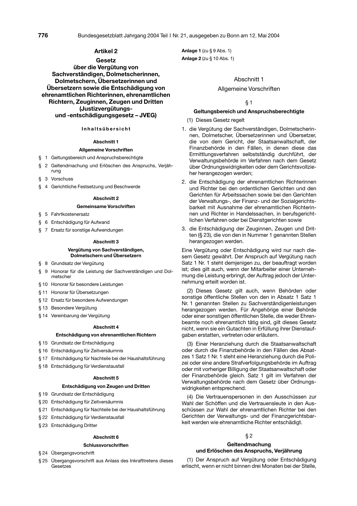 BGBl. 2004, Seite 776 — Originalseite als Abbildung