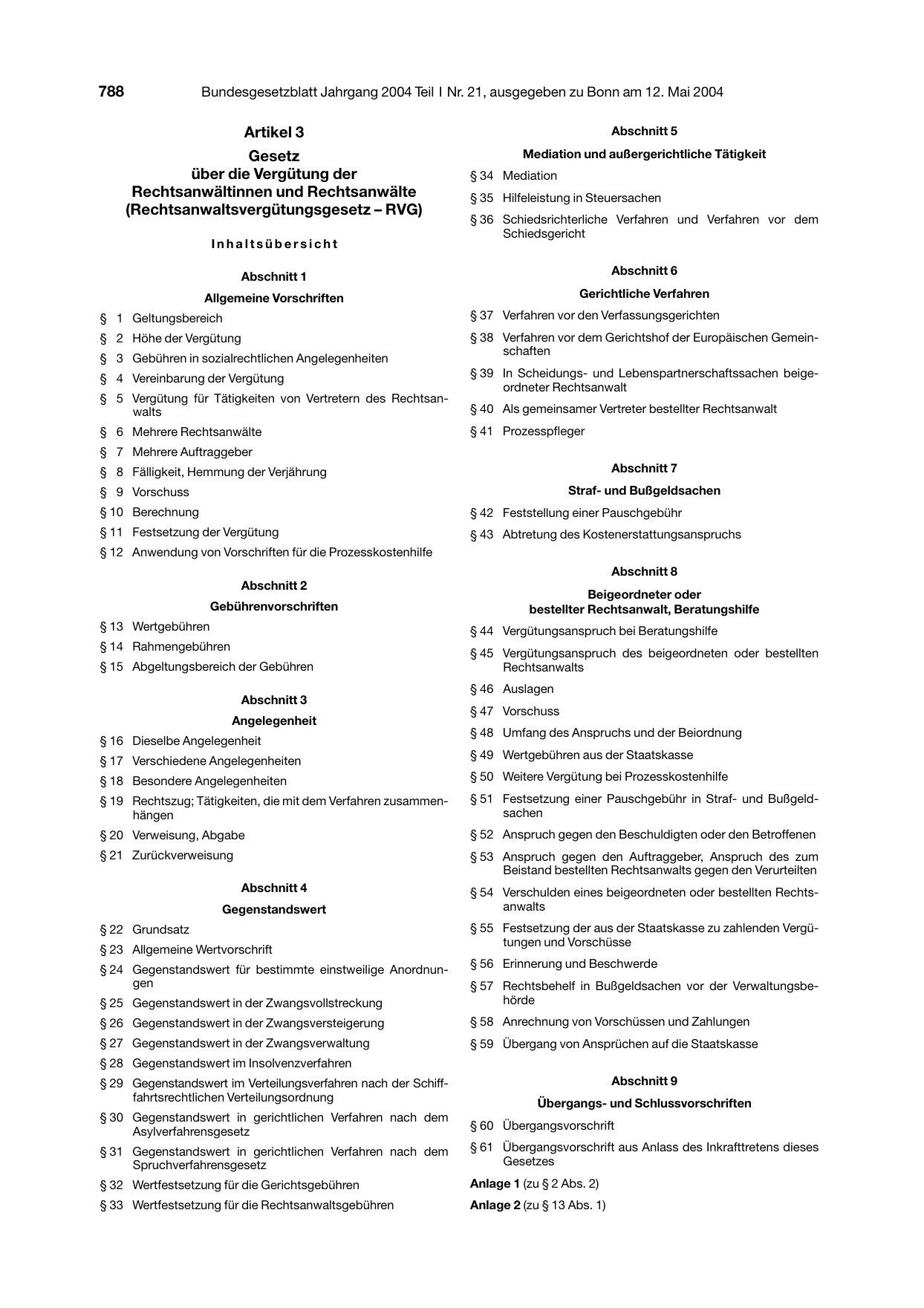 BGBl. 2004, Seite 788 — Originalseite als Abbildung