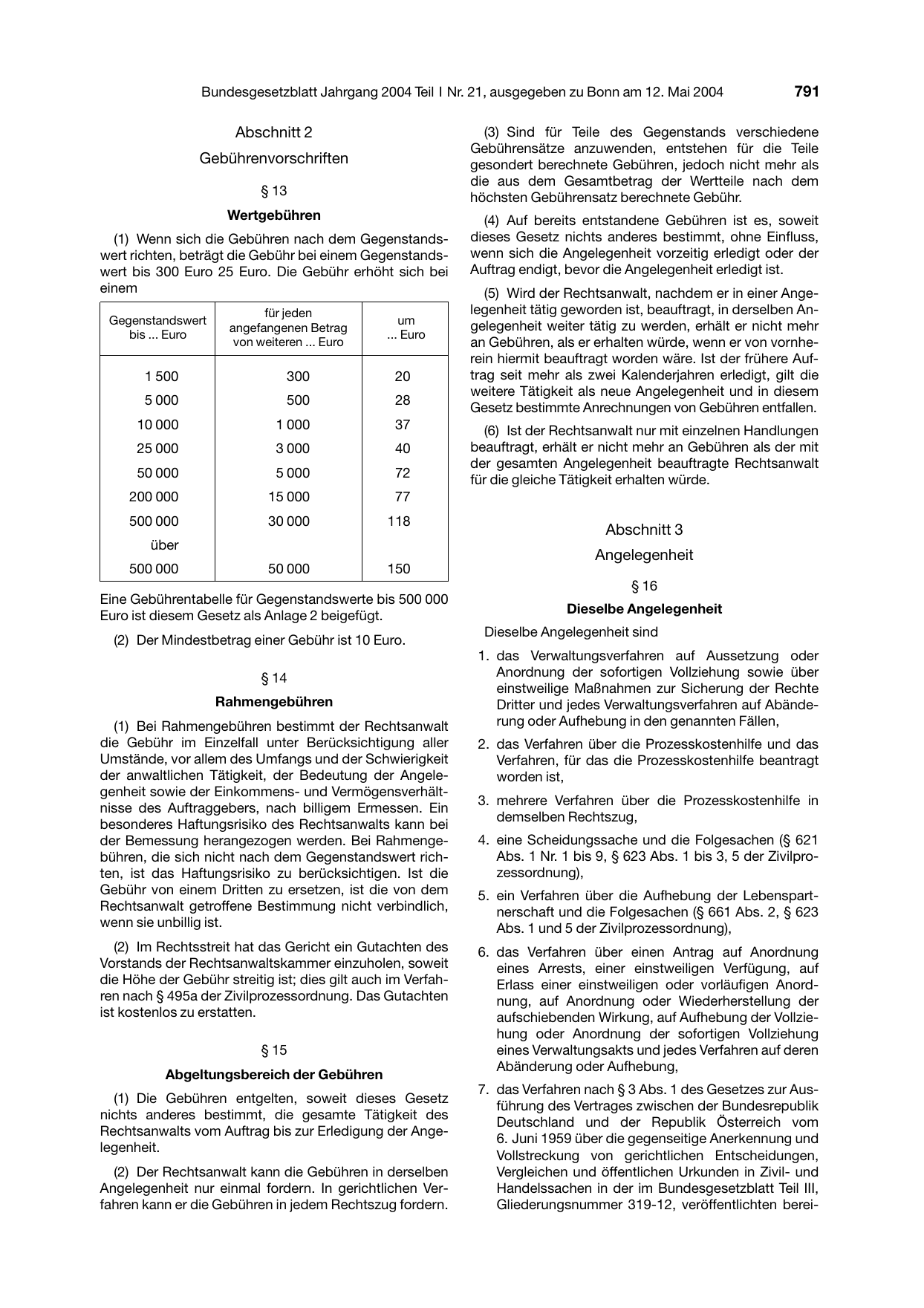BGBl. 2004, Seite 791 — Originalseite als Abbildung