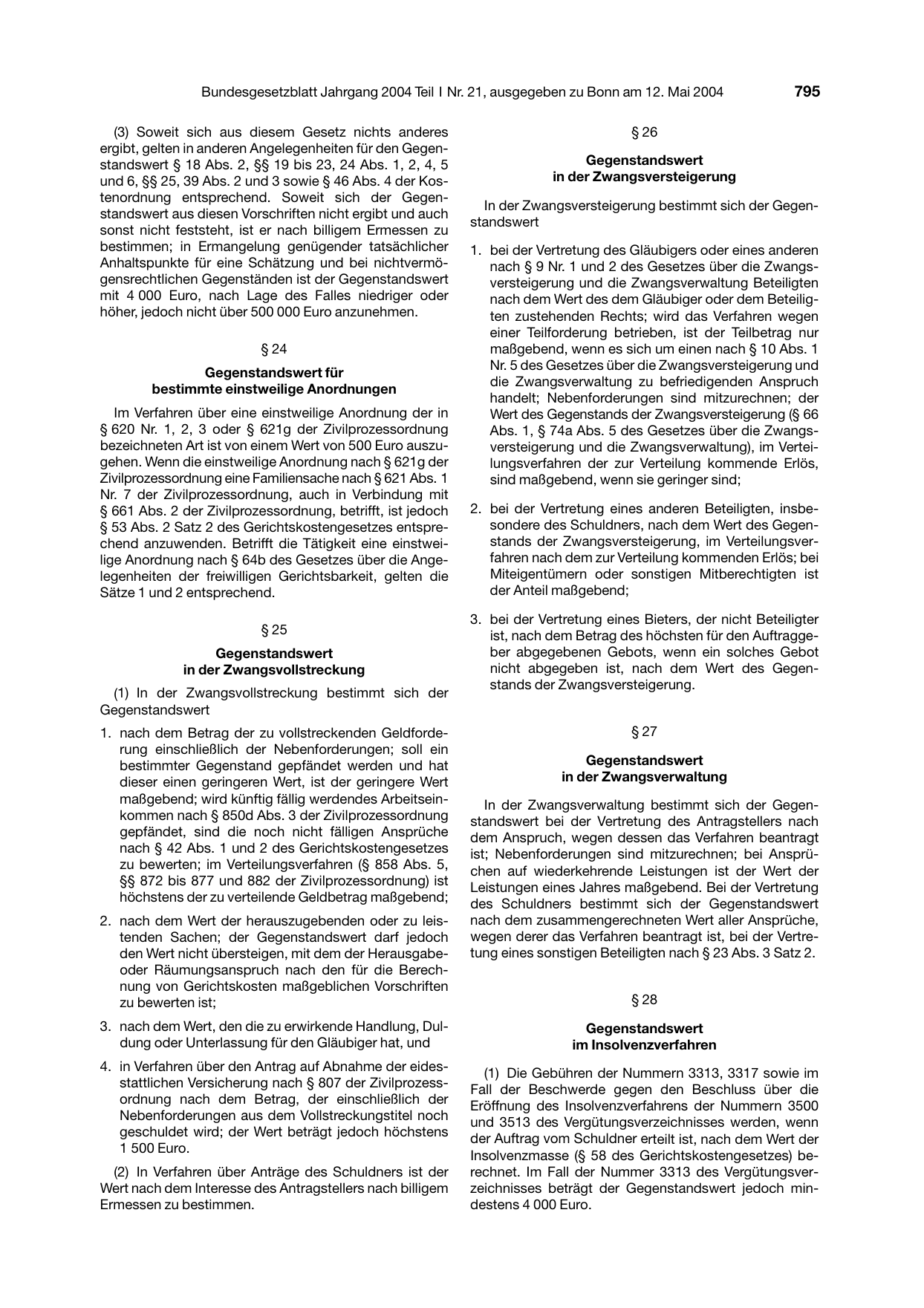 BGBl. 2004, Seite 795 — Originalseite als Abbildung