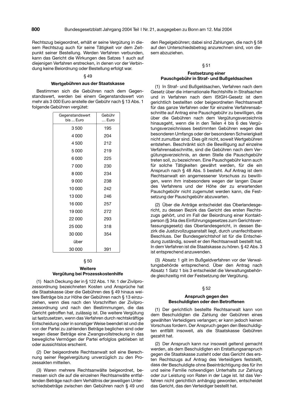 BGBl. 2004, Seite 800 — Originalseite als Abbildung