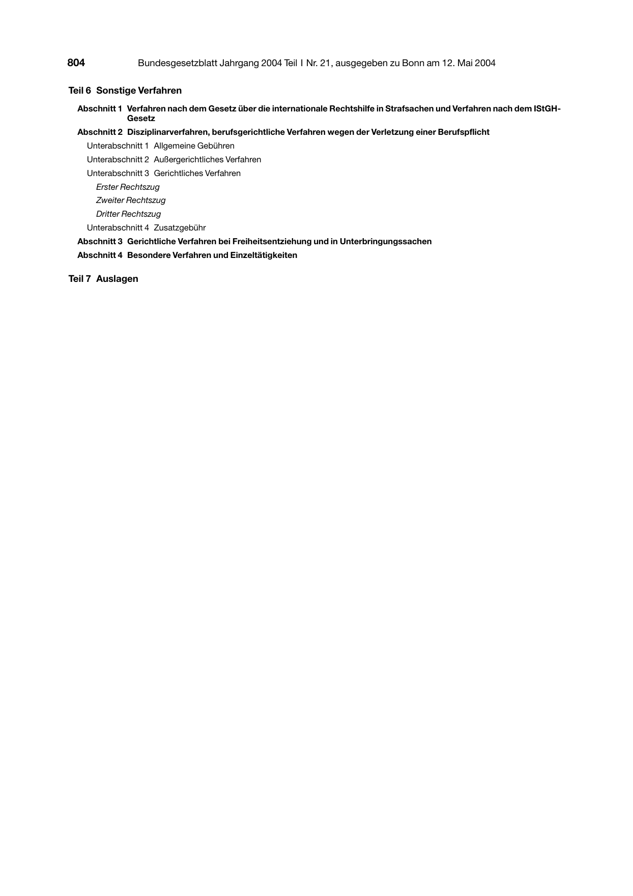 BGBl. 2004, Seite 804 — Originalseite als Abbildung