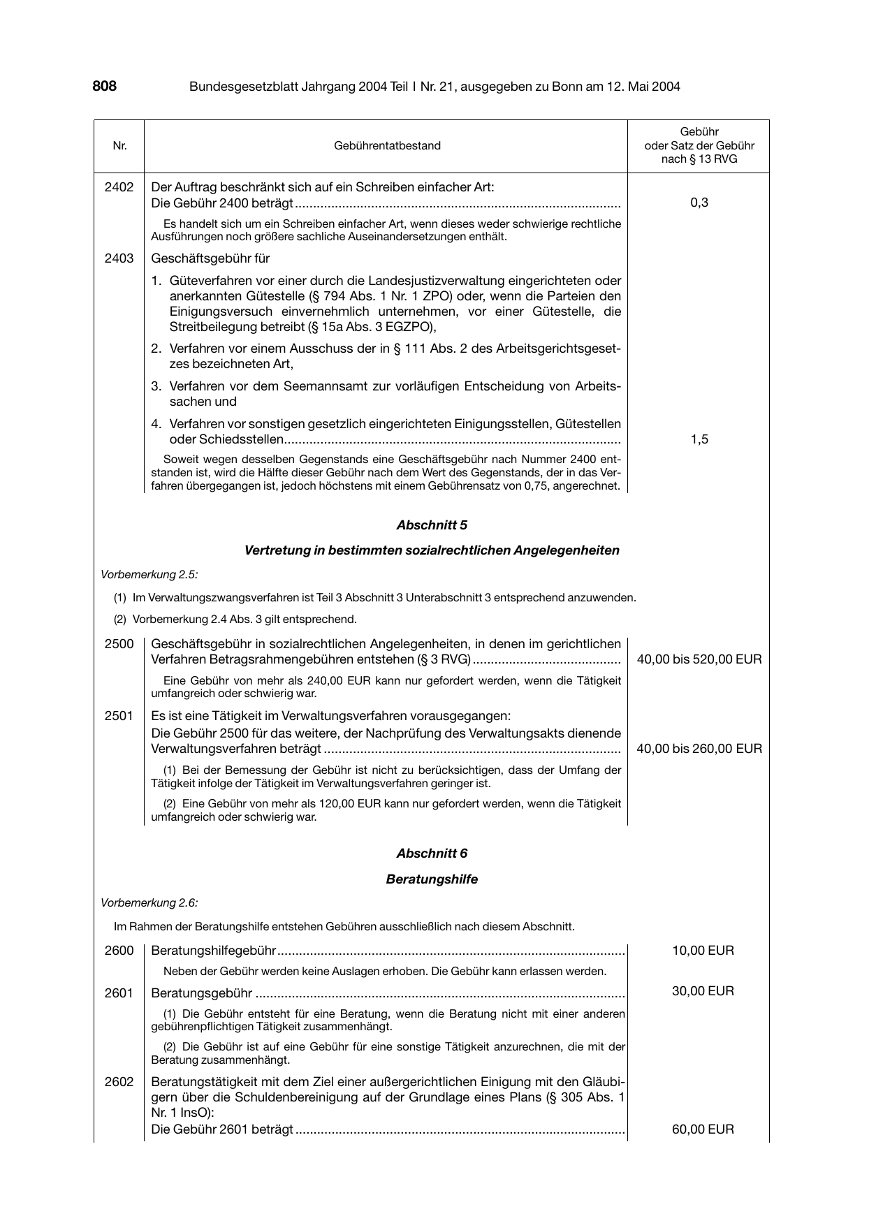 BGBl. 2004, Seite 808 — Originalseite als Abbildung