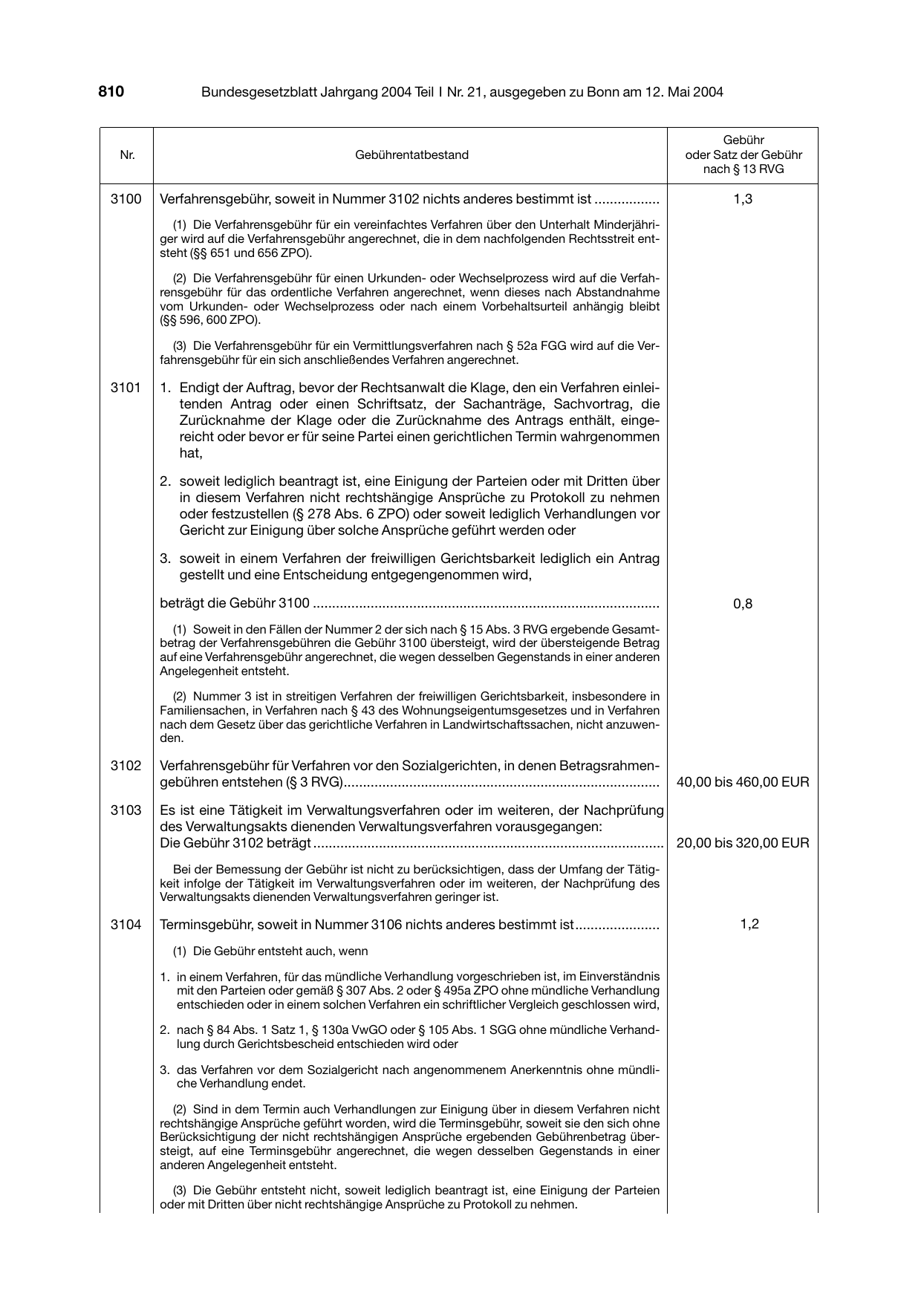 BGBl. 2004, Seite 810 — Originalseite als Abbildung
