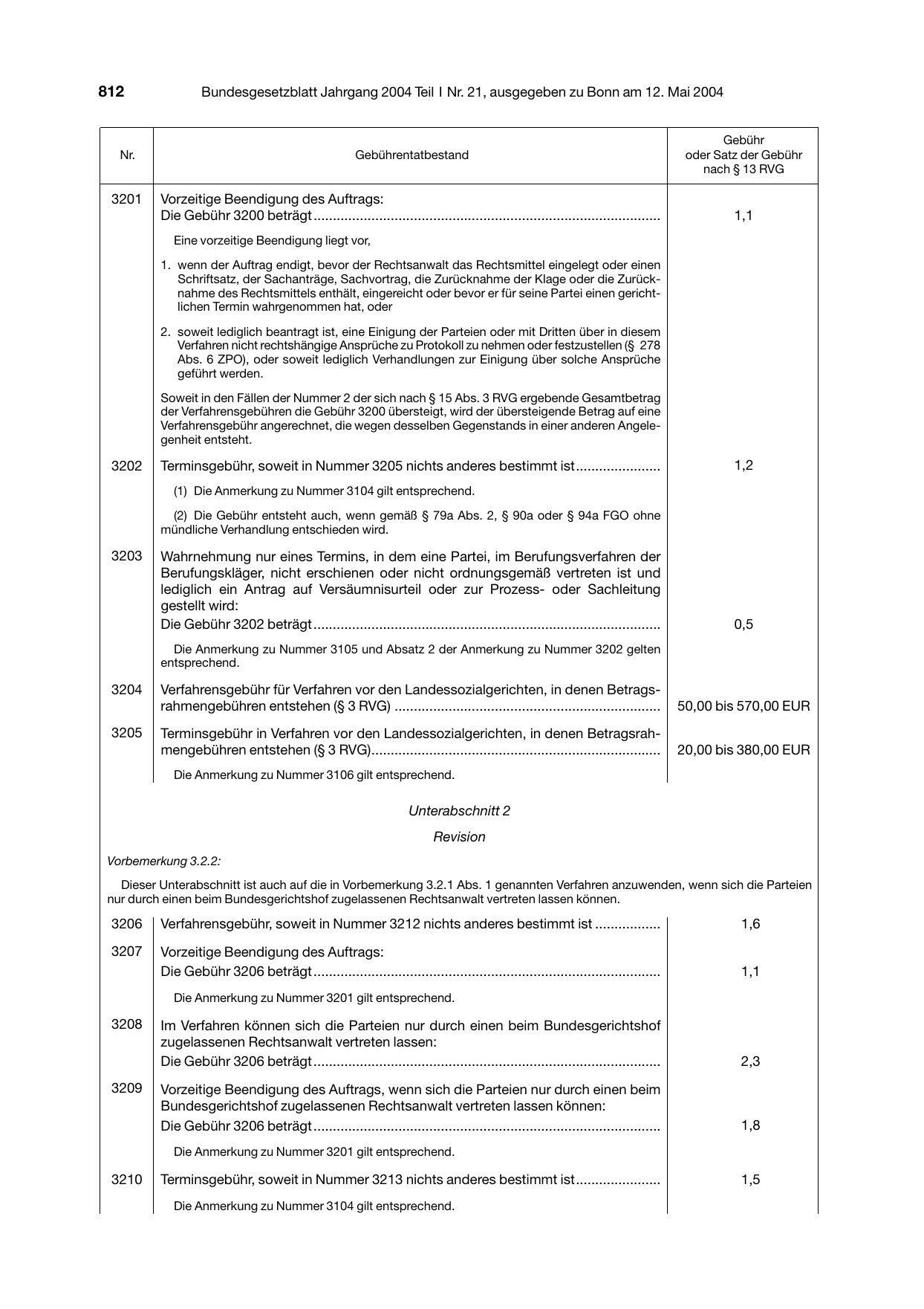 BGBl. 2004, Seite 812 — Originalseite als Abbildung