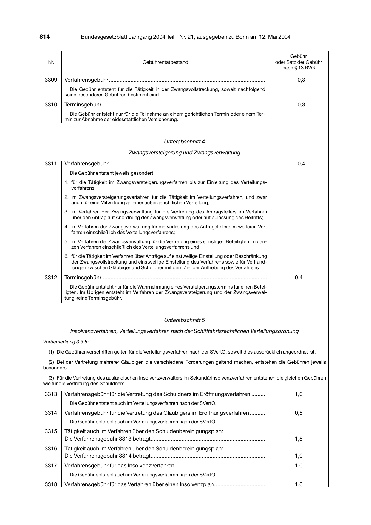 BGBl. 2004, Seite 814 — Originalseite als Abbildung