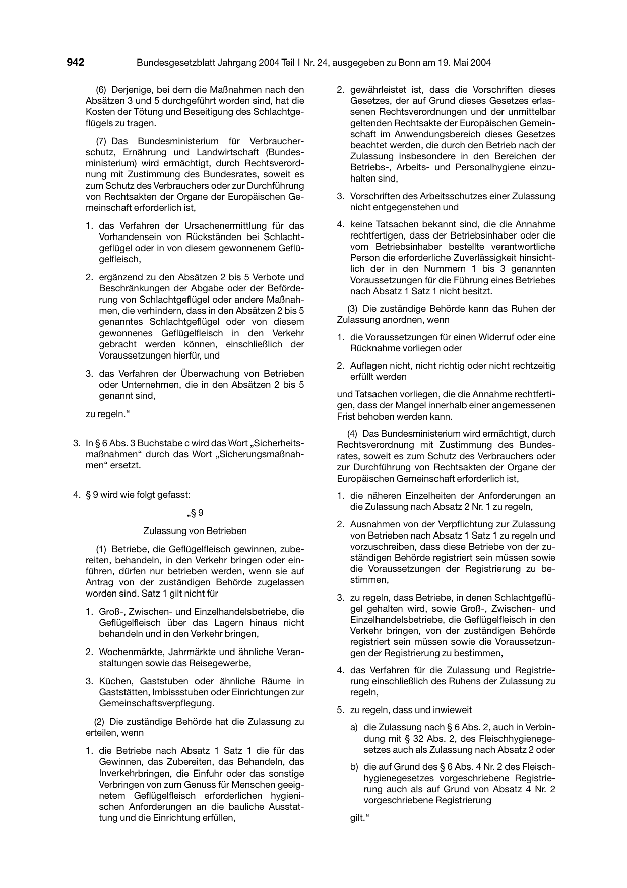 BGBl. 2004, Seite 942 — Originalseite als Abbildung