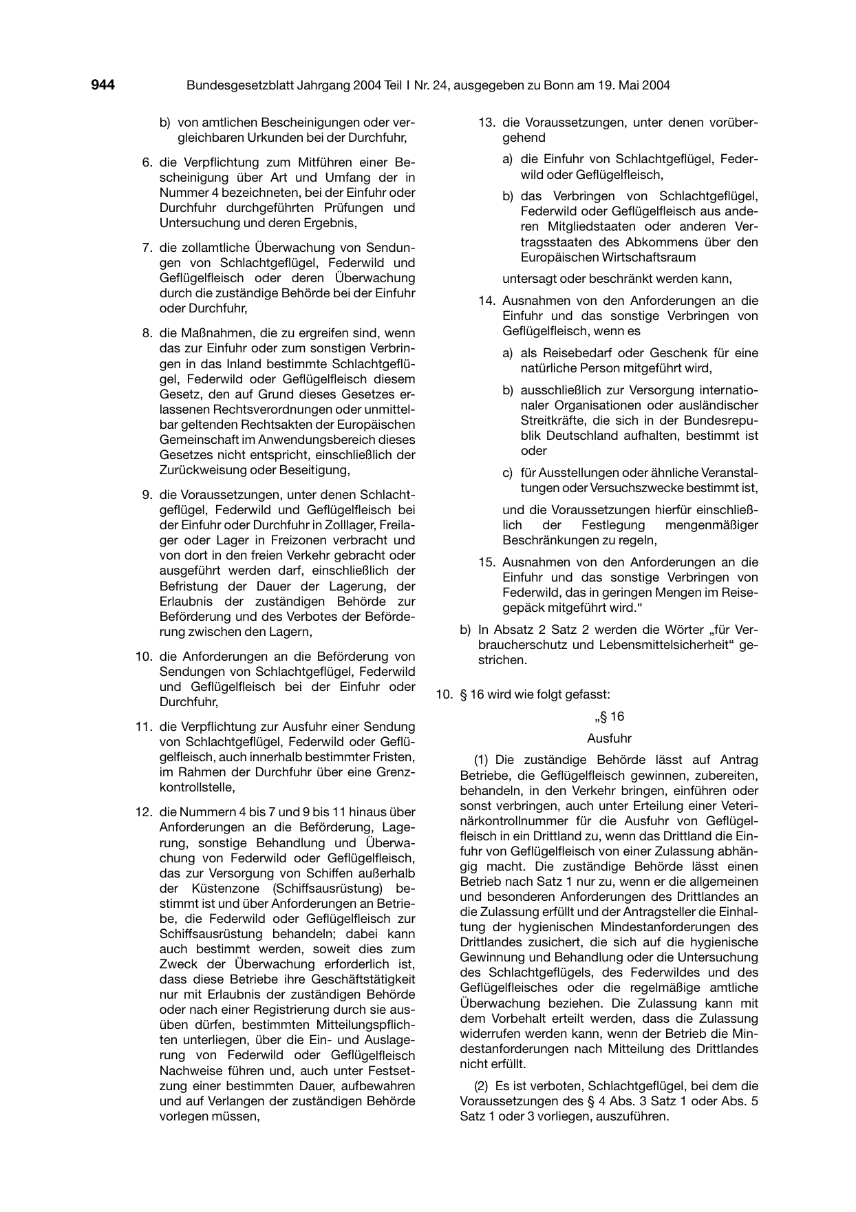 BGBl. 2004, Seite 944 — Originalseite als Abbildung