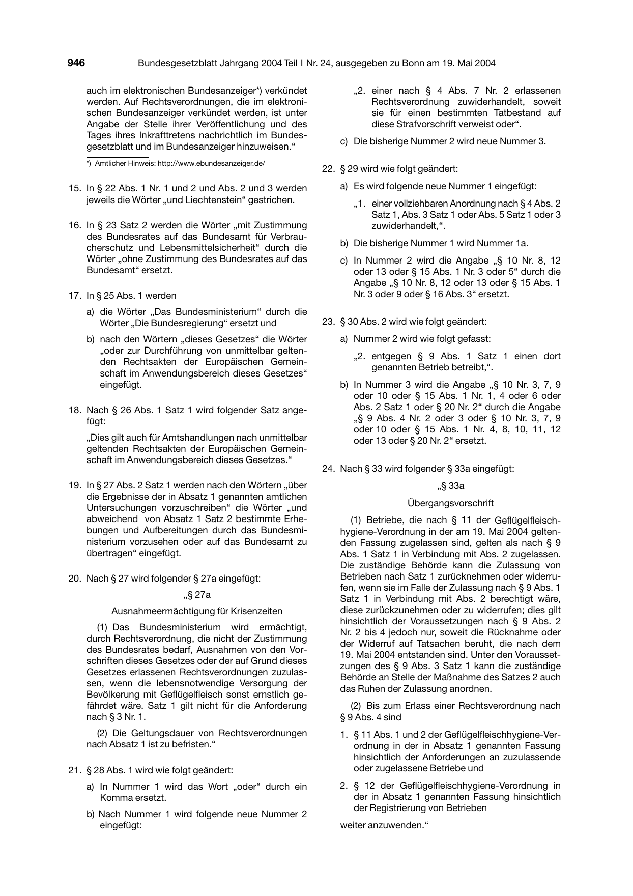 BGBl. 2004, Seite 946 — Originalseite als Abbildung