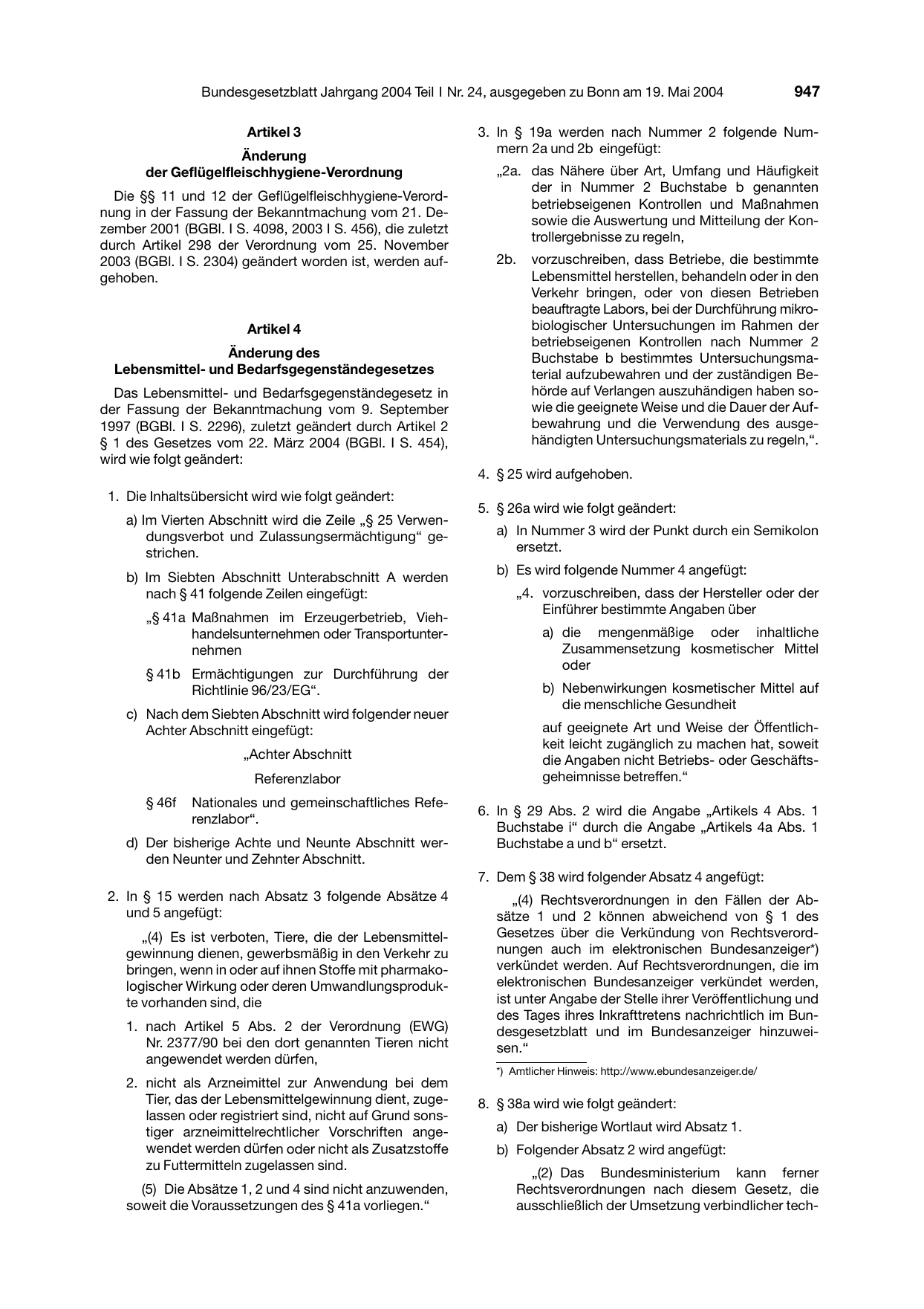 BGBl. 2004, Seite 947 — Originalseite als Abbildung