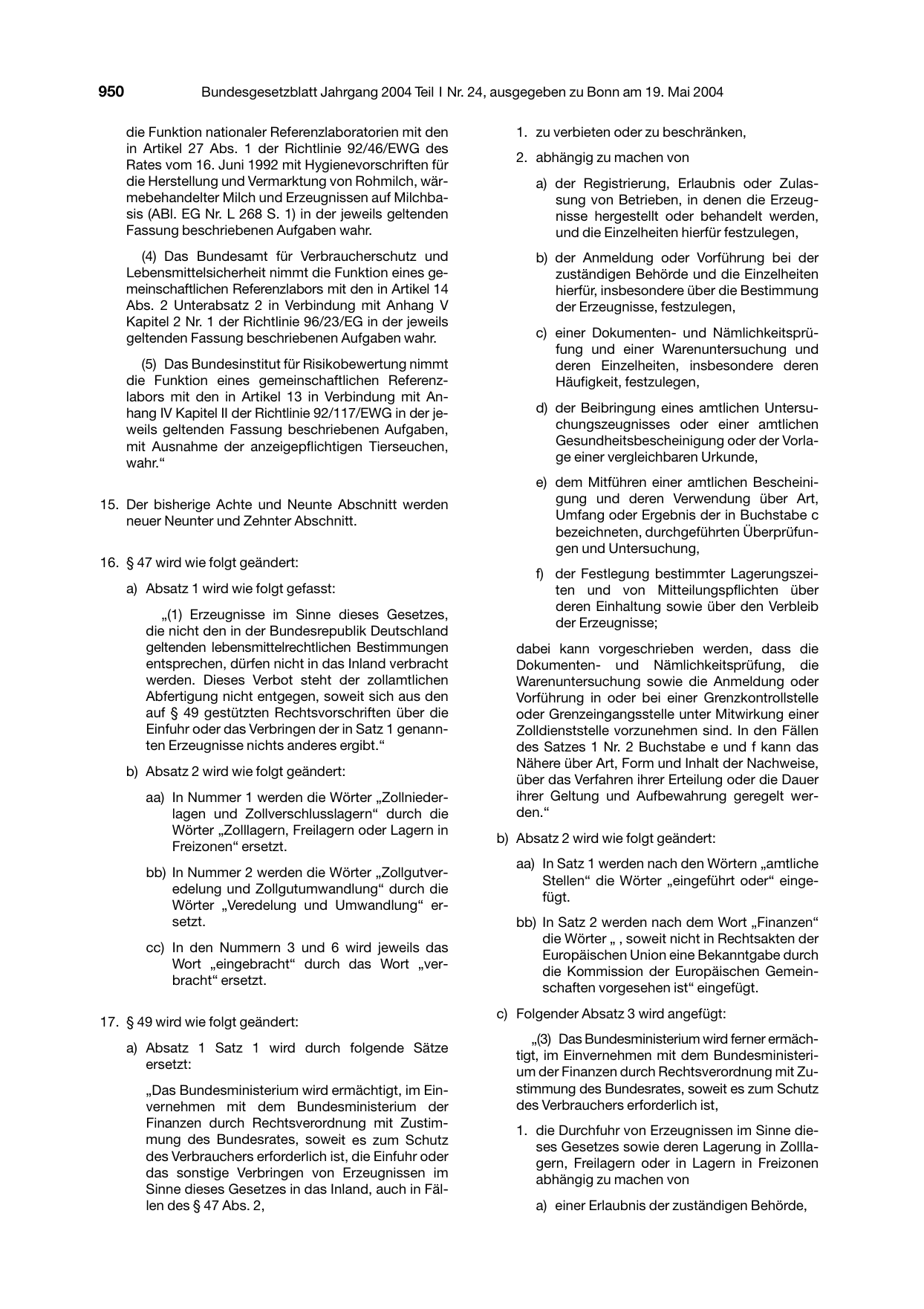 BGBl. 2004, Seite 950 — Originalseite als Abbildung