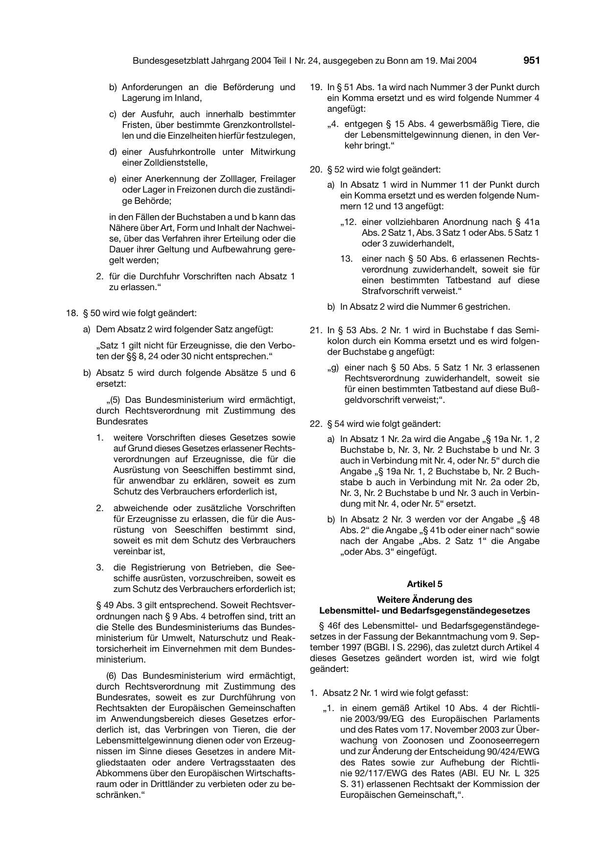 BGBl. 2004, Seite 951 — Originalseite als Abbildung