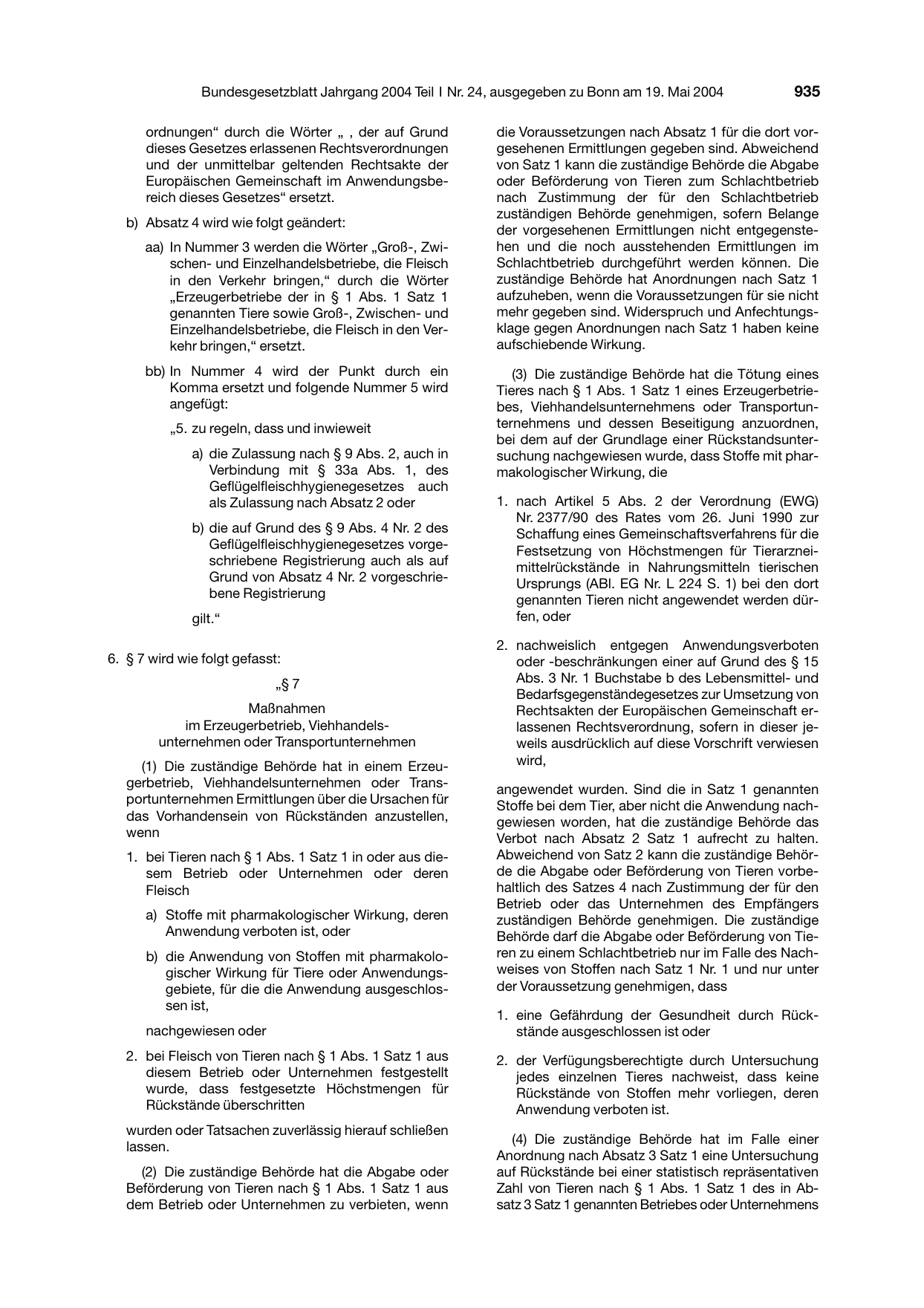 BGBl. 2004, Seite 935 — Originalseite als Abbildung