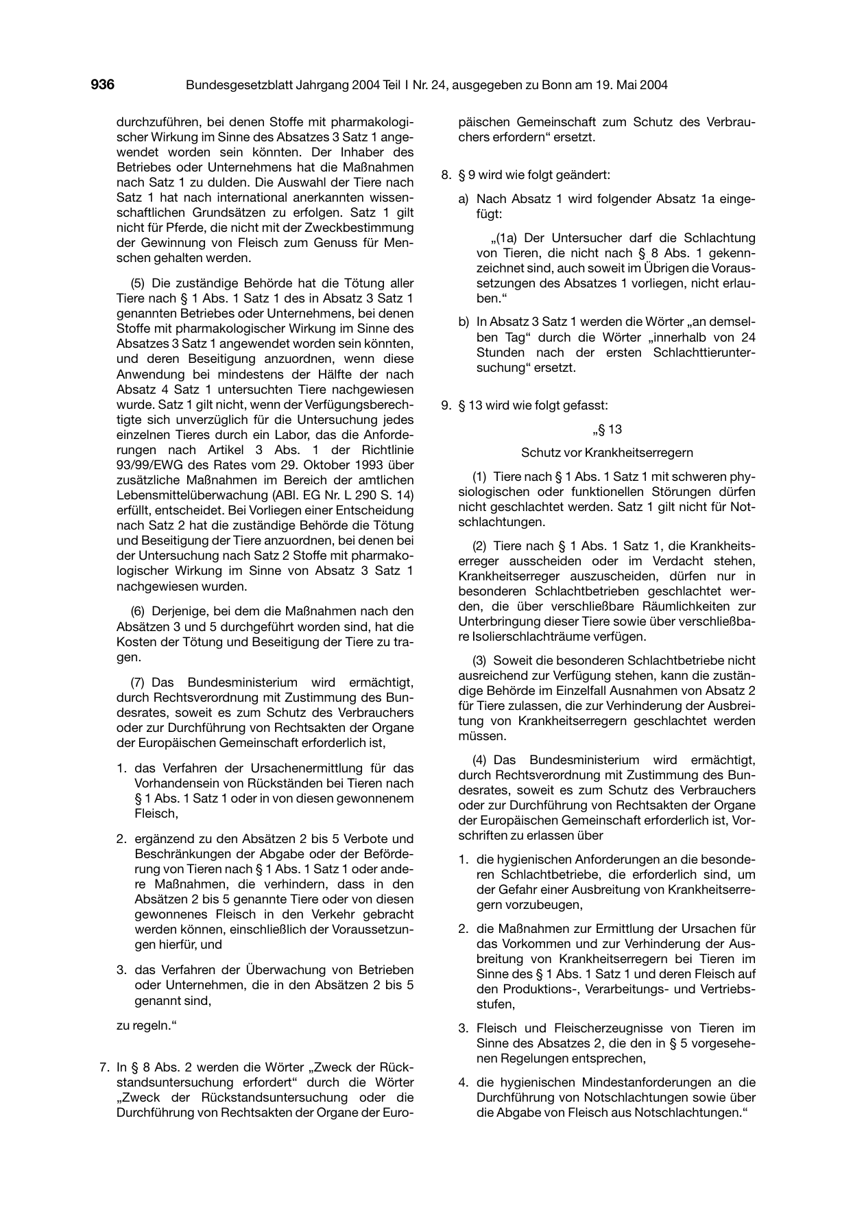 BGBl. 2004, Seite 936 — Originalseite als Abbildung
