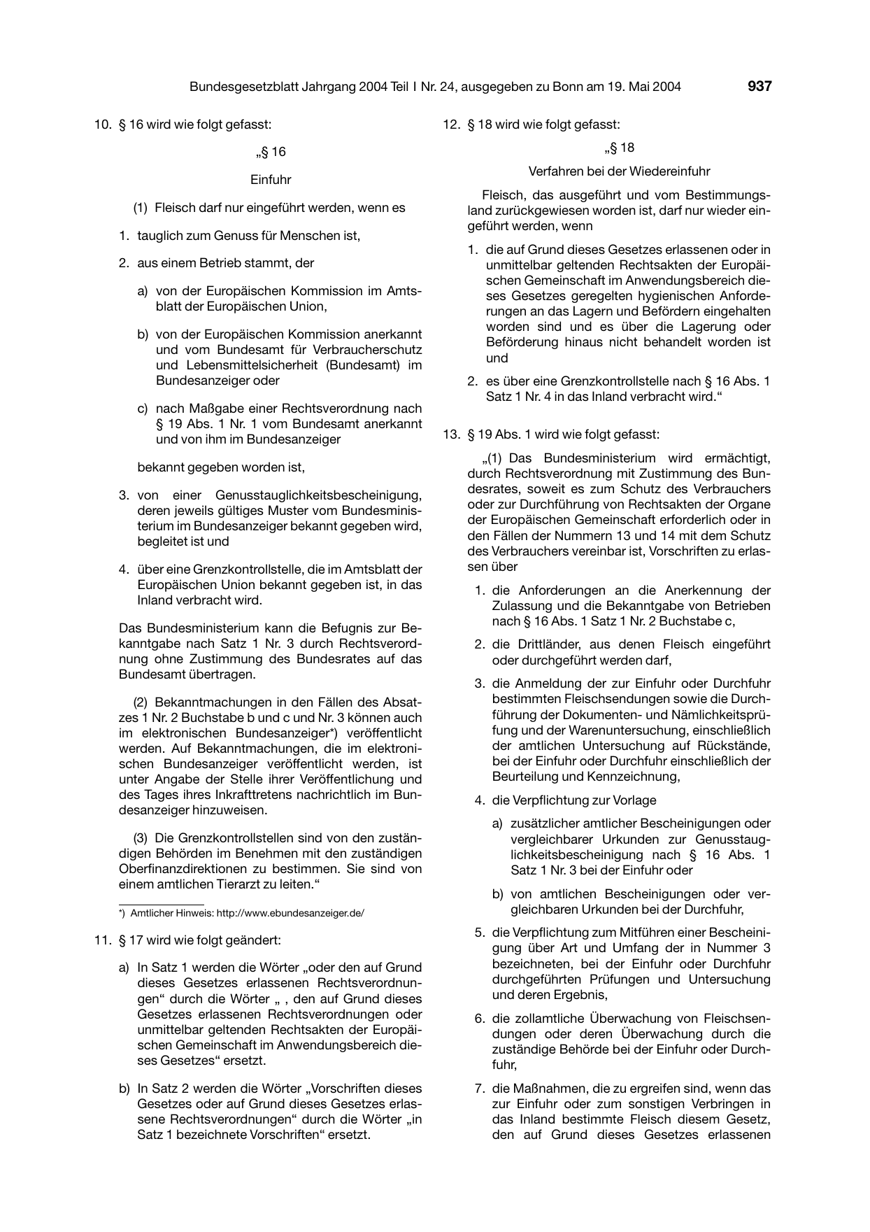 BGBl. 2004, Seite 937 — Originalseite als Abbildung