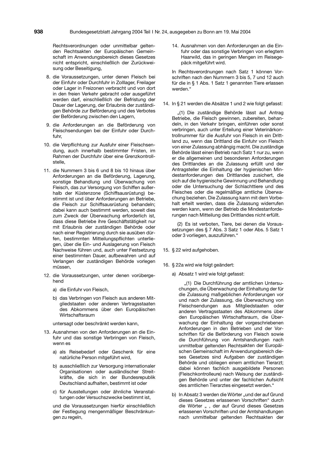 BGBl. 2004, Seite 938 — Originalseite als Abbildung