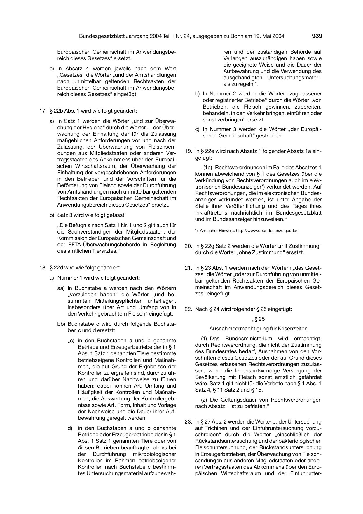 BGBl. 2004, Seite 939 — Originalseite als Abbildung