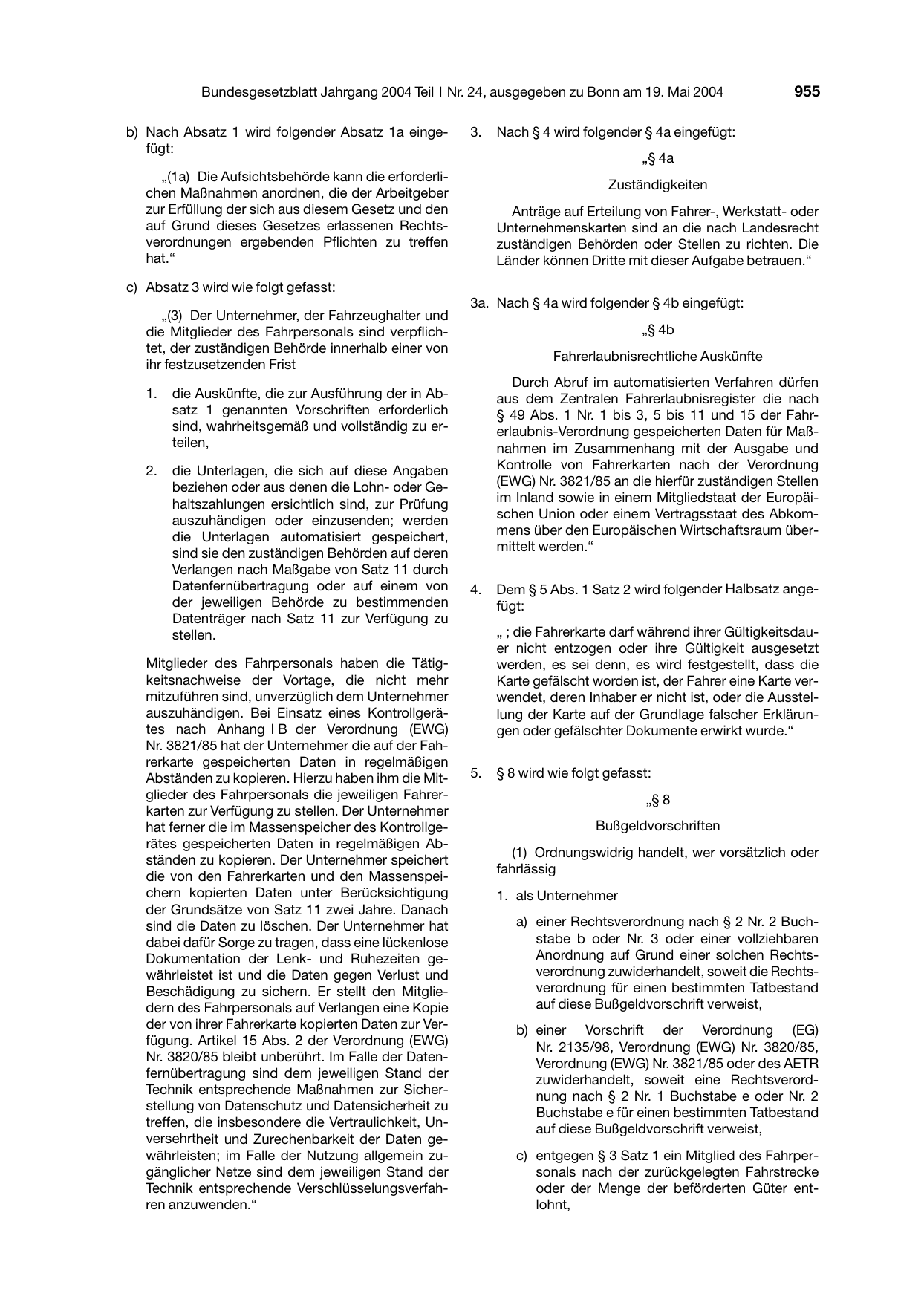 BGBl. 2004, Seite 955 — Originalseite als Abbildung