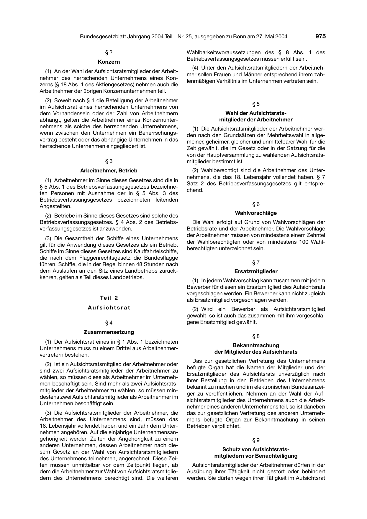 BGBl. 2004, Seite 975 — Originalseite als Abbildung
