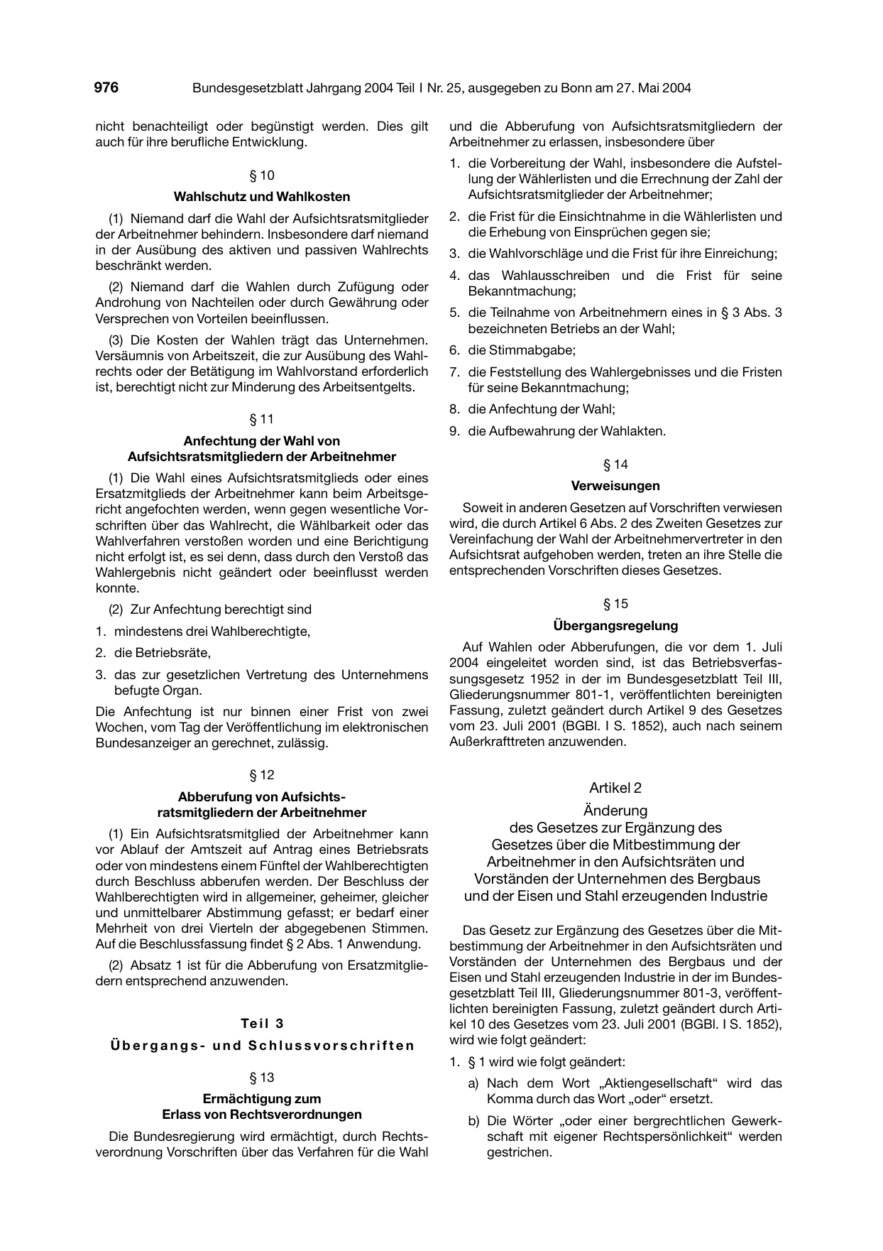 BGBl. 2004, Seite 976 — Originalseite als Abbildung